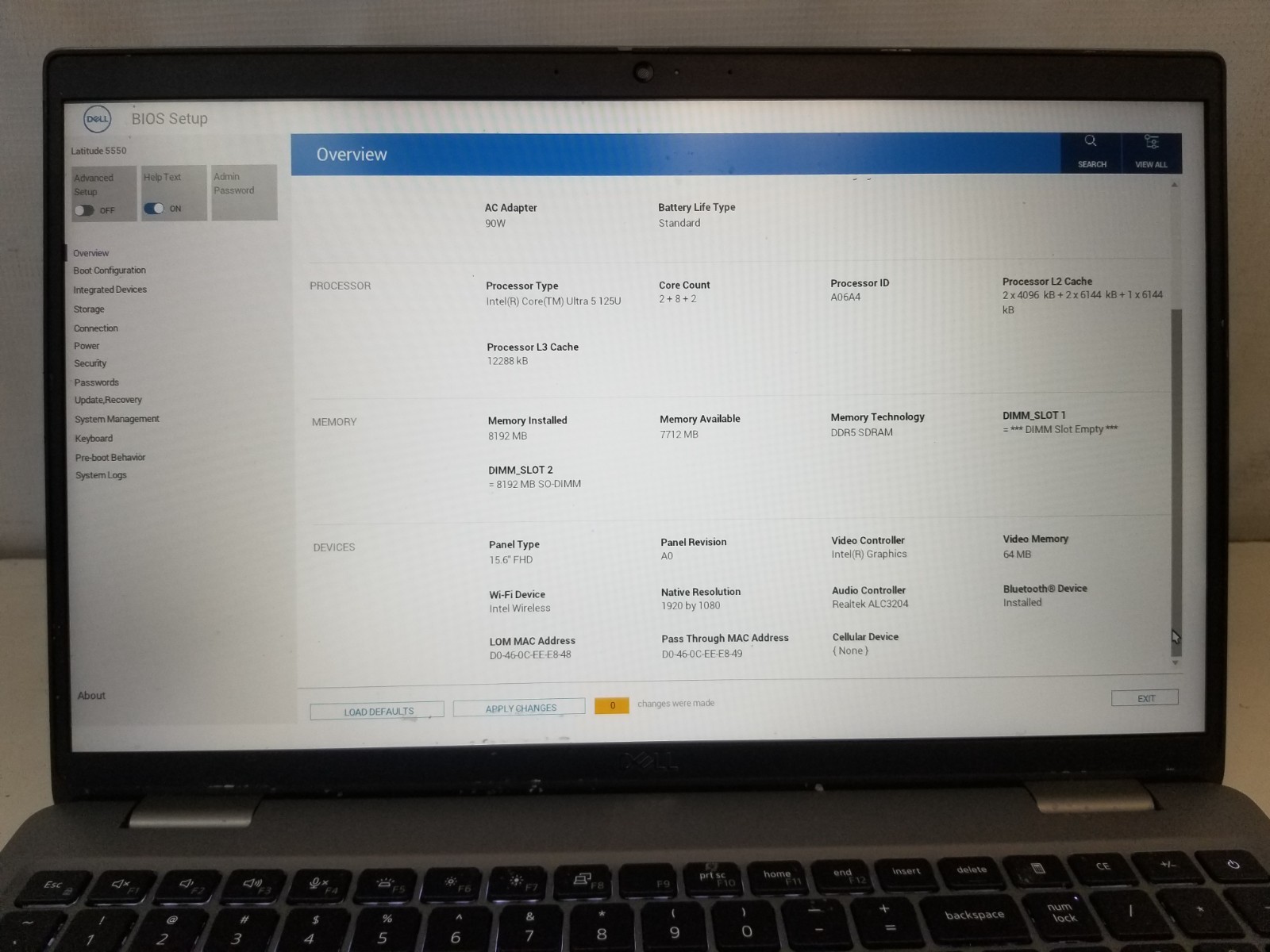 Dell Latitude 5550 / Intel Core Ultra 5 125U / 8GB RAM / No SSD / FREE DELIVERY