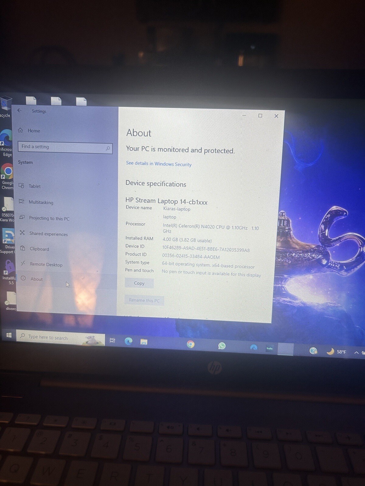 HP 14-CB172WM Stream 14″ (64GB SSD, Intel Celeron N4000, 1.10GHz, 4GB RAM, Intel