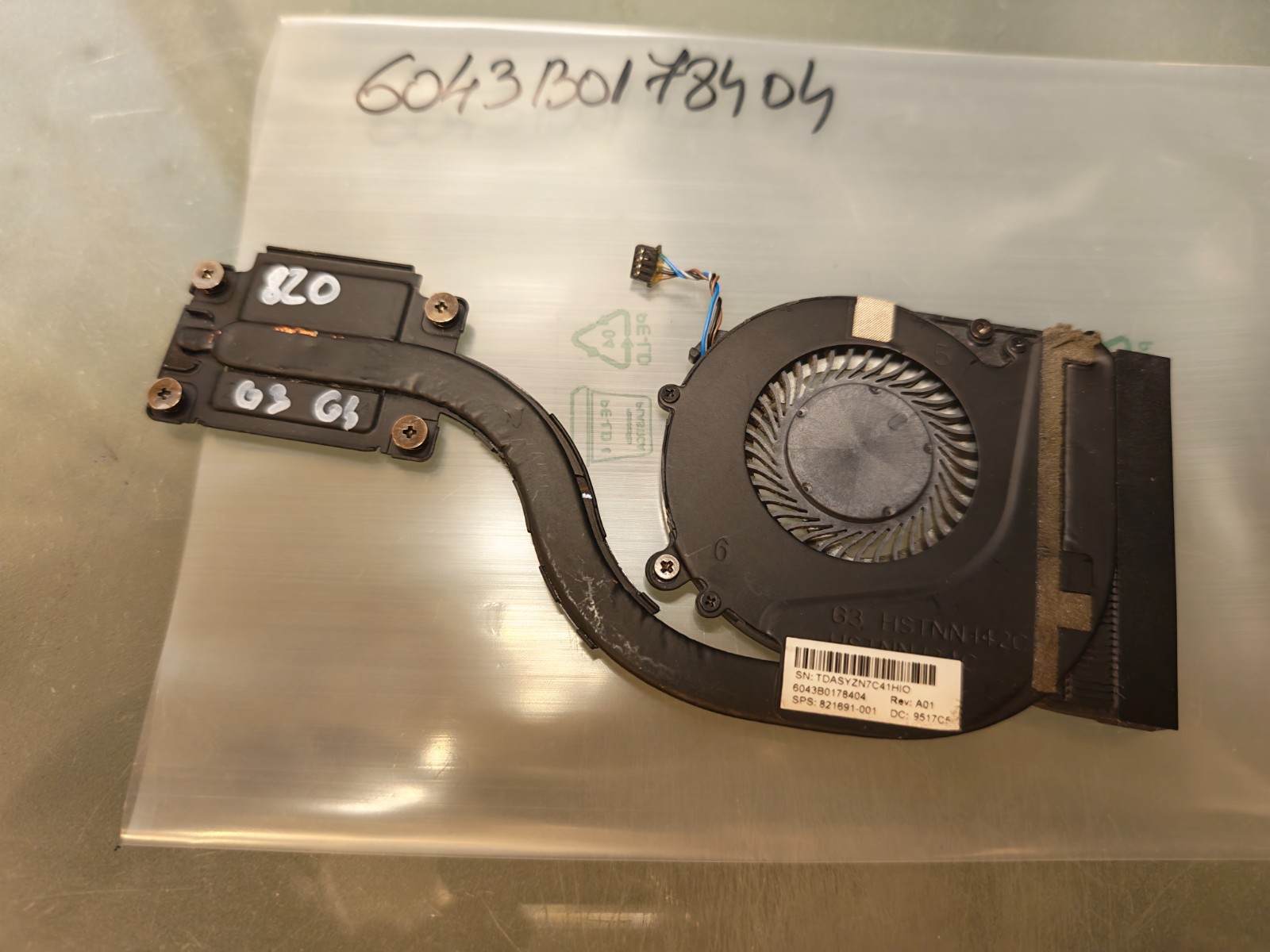 HP 720 G3 G4 725 G3 G4 820 G3 G4 FAN HEATSINK 6043B0178404 821691-001 #