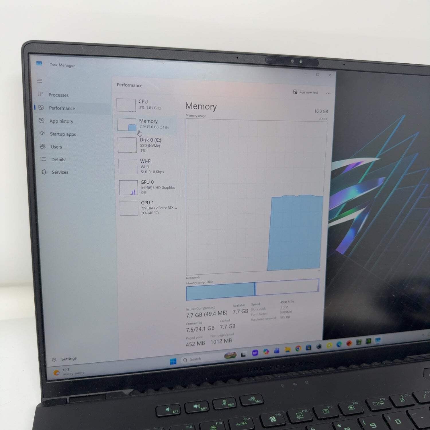 Asus ROG Zephyrus M16 16″ i9-13900H 2.6GHz 16GB RAM 1TB SSD GeForce RTX 4070