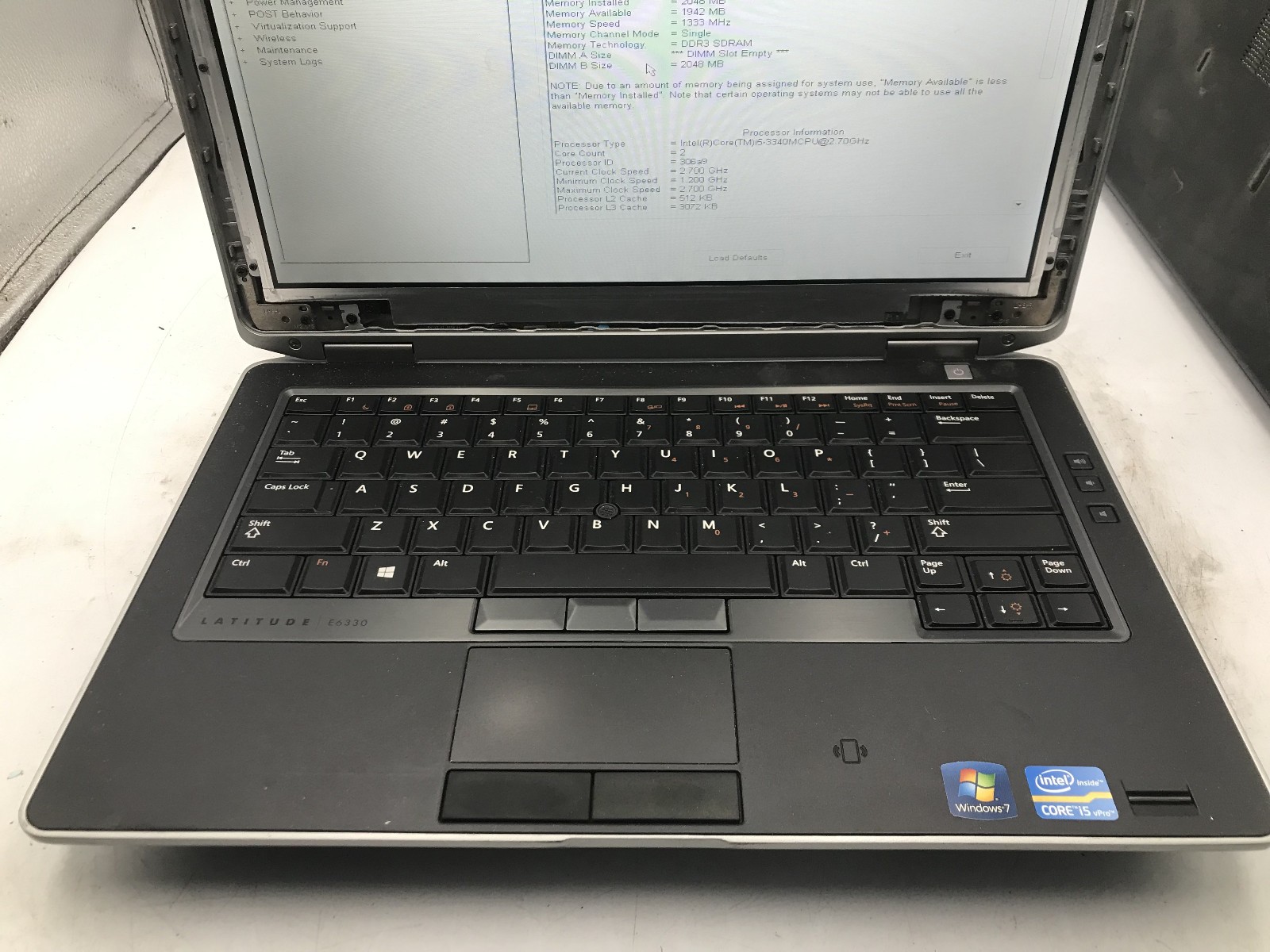 DELL LATITUDE E6330 – BOOTS TO BIOS – INTEL I5 3340M – NO RAM – READ DESCRIP -BB