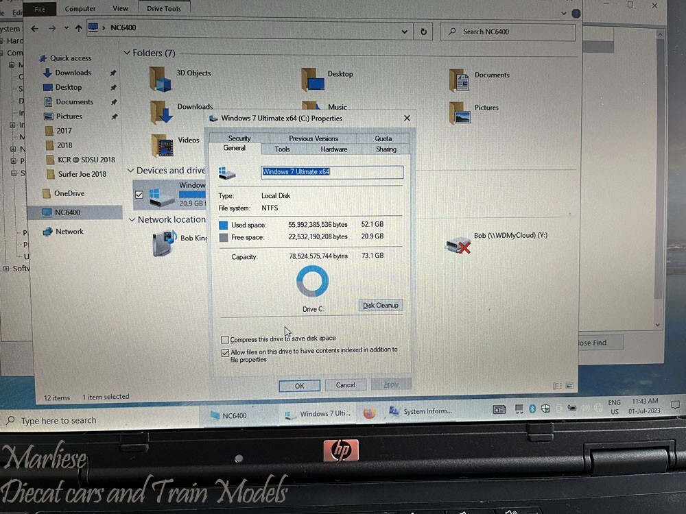 HP -NC6400- Laptop 14″ T5600 @ 1.83G 2.5GB RAM 80GB HDD Win 10 Pro W/ Docking
