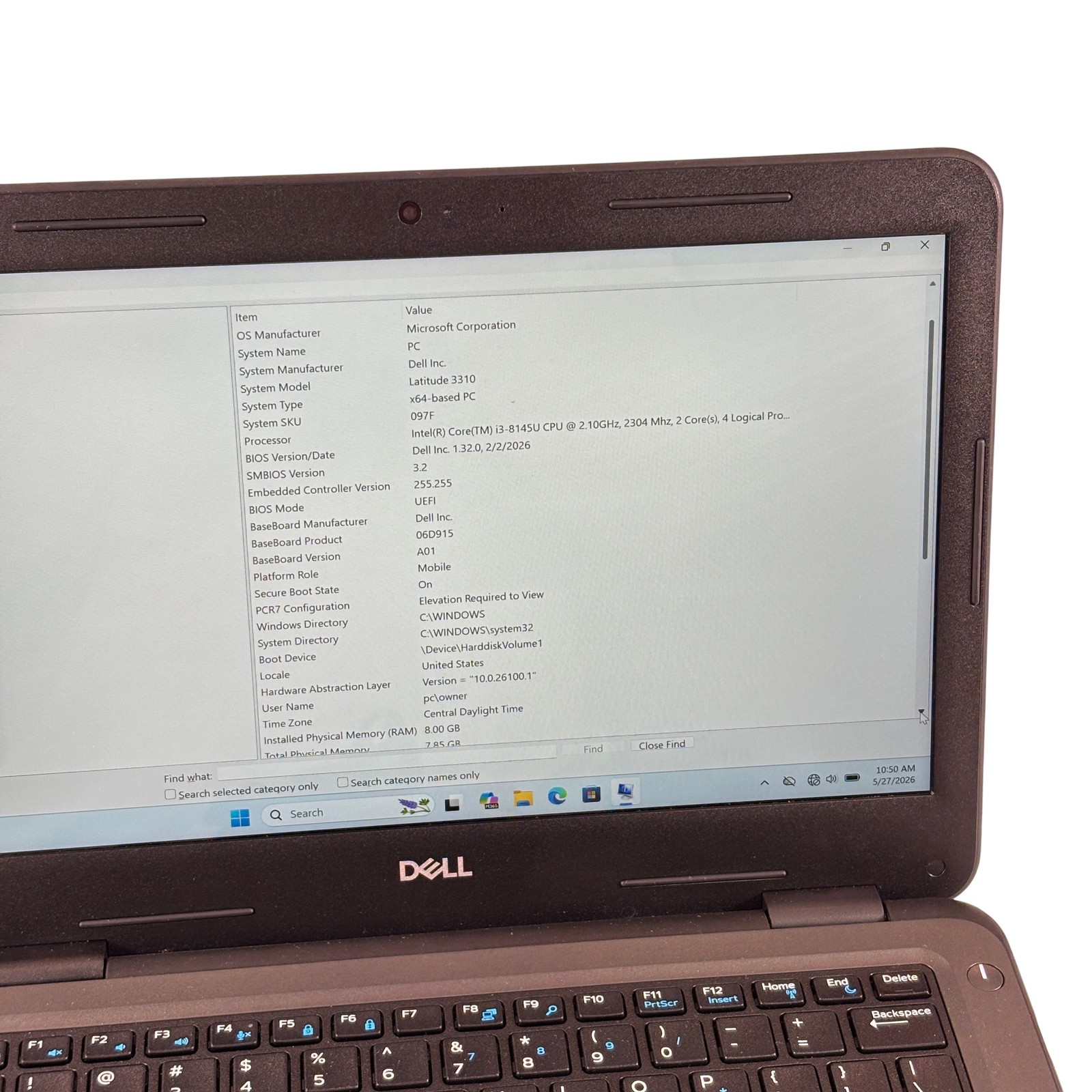 Dell Latitude 3310 Windows 11 Intel Core i3-8145U 2.1GHz 8GB RAM 128GB SSD 13.3″