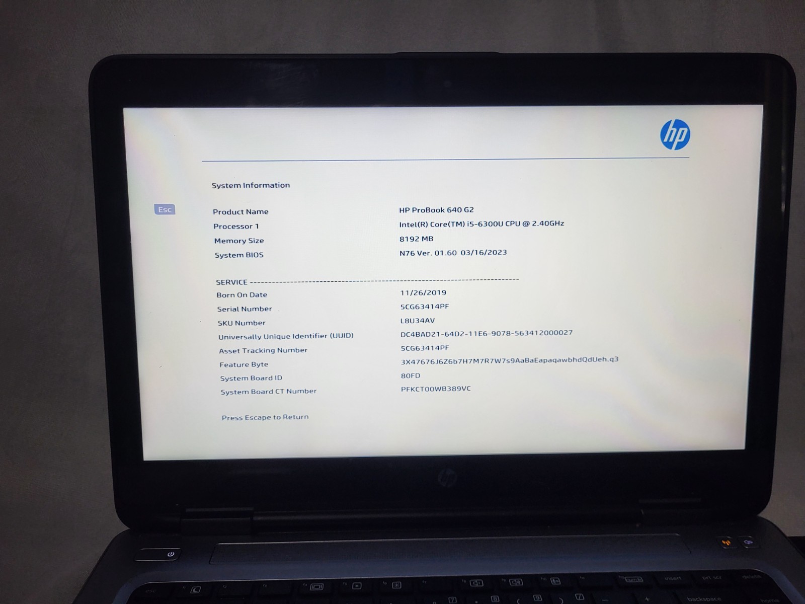 HP ProBook 640 G2 14″ Touch Screen Laptop Intel Core i5 8GB RAM No Hard Drive