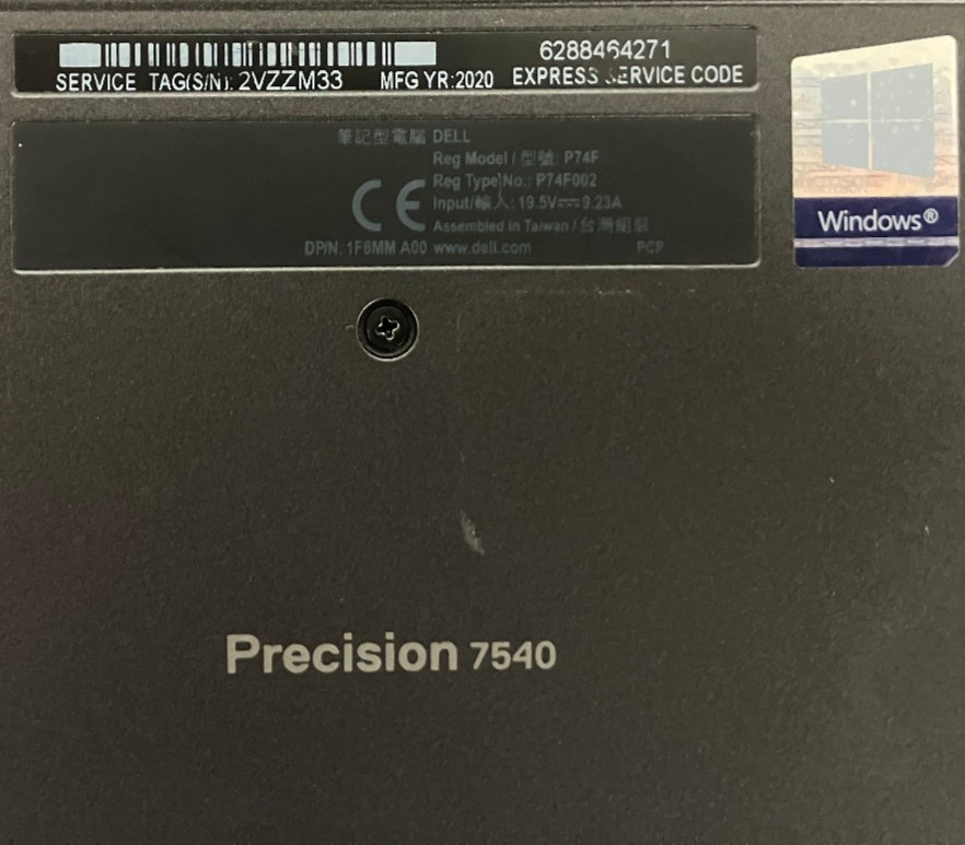 Dell Precision 7540 NVIDIA Quadro RTX 3000 2.8GHz Intel Xeon E-2276M 64GB 1TB