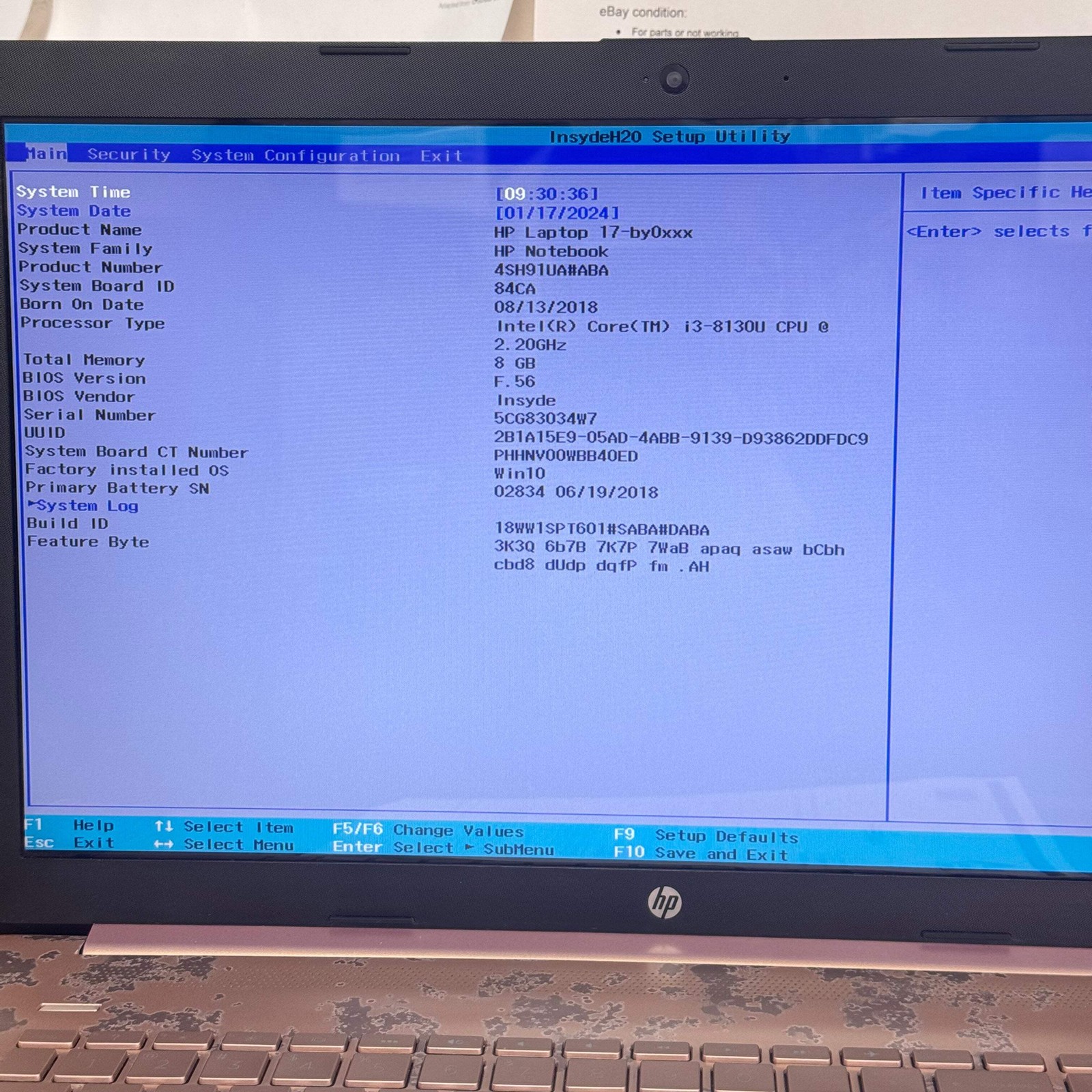 HP 17-by0010cy Laptop 17 Inch i3 8GB 1TB Pink READ