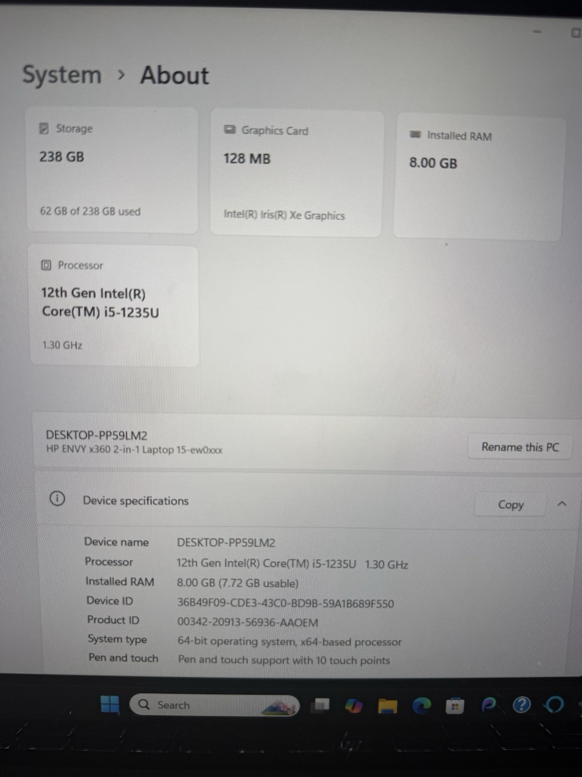 HP Envy x360 2in1 laptop