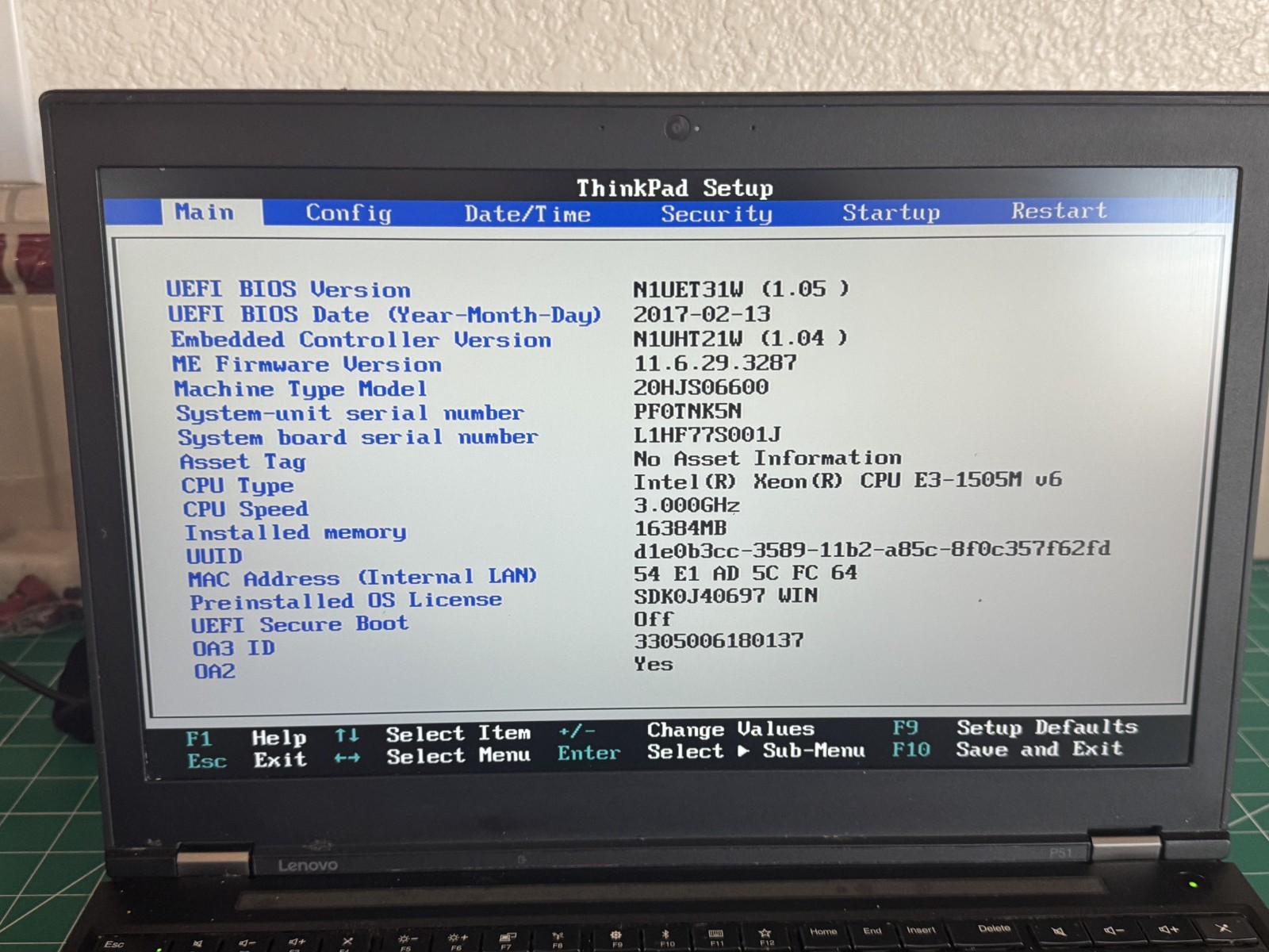 Lenovo Thinkpad P51 Xeon E3-1505M v6 3.0GHz 16GB RAM (NO SSD,AC ADAPTER,OS)