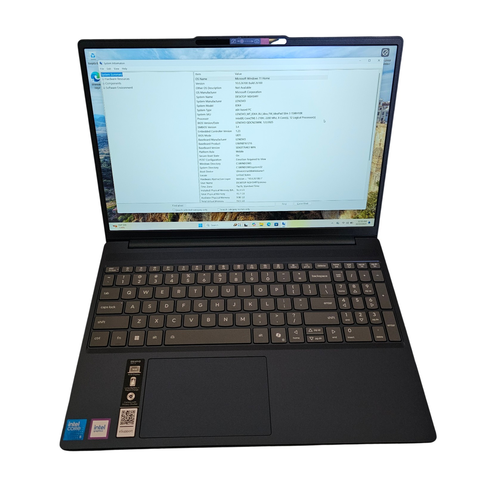 Lenovo Slim 3 15IRH10R Intel Core 5 210H – 16 GB RAM – 1 TB SSD – Excellent