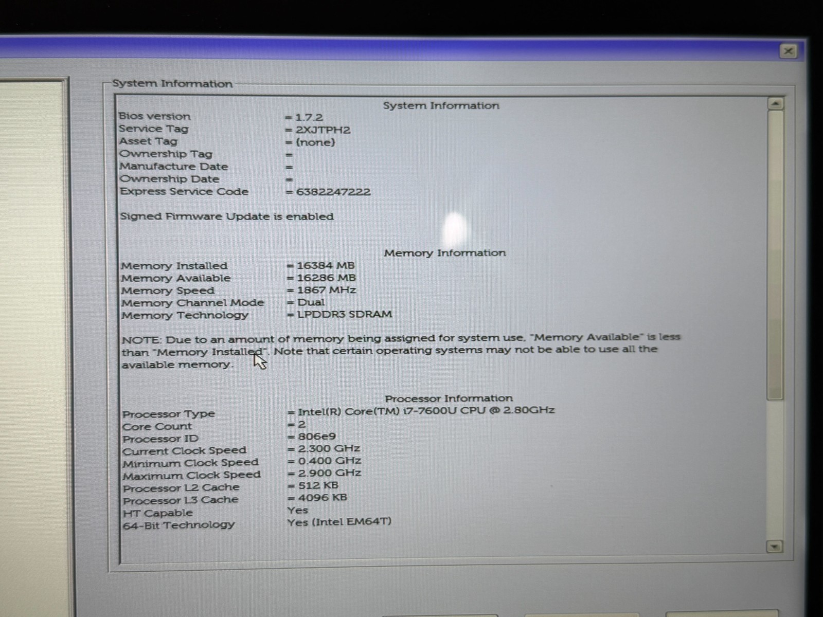 Dell Latitude 7389 i7-7600U 16GB RAM 256GB M.2 Win11 Home w/AC Batt ‘Good’