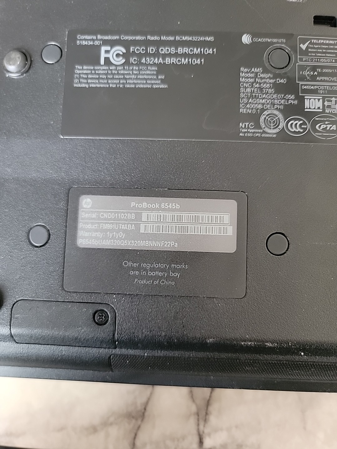 HP ProBook 6545b Windows 7 Laptop. Memory Wiped Hard Drive Empty.