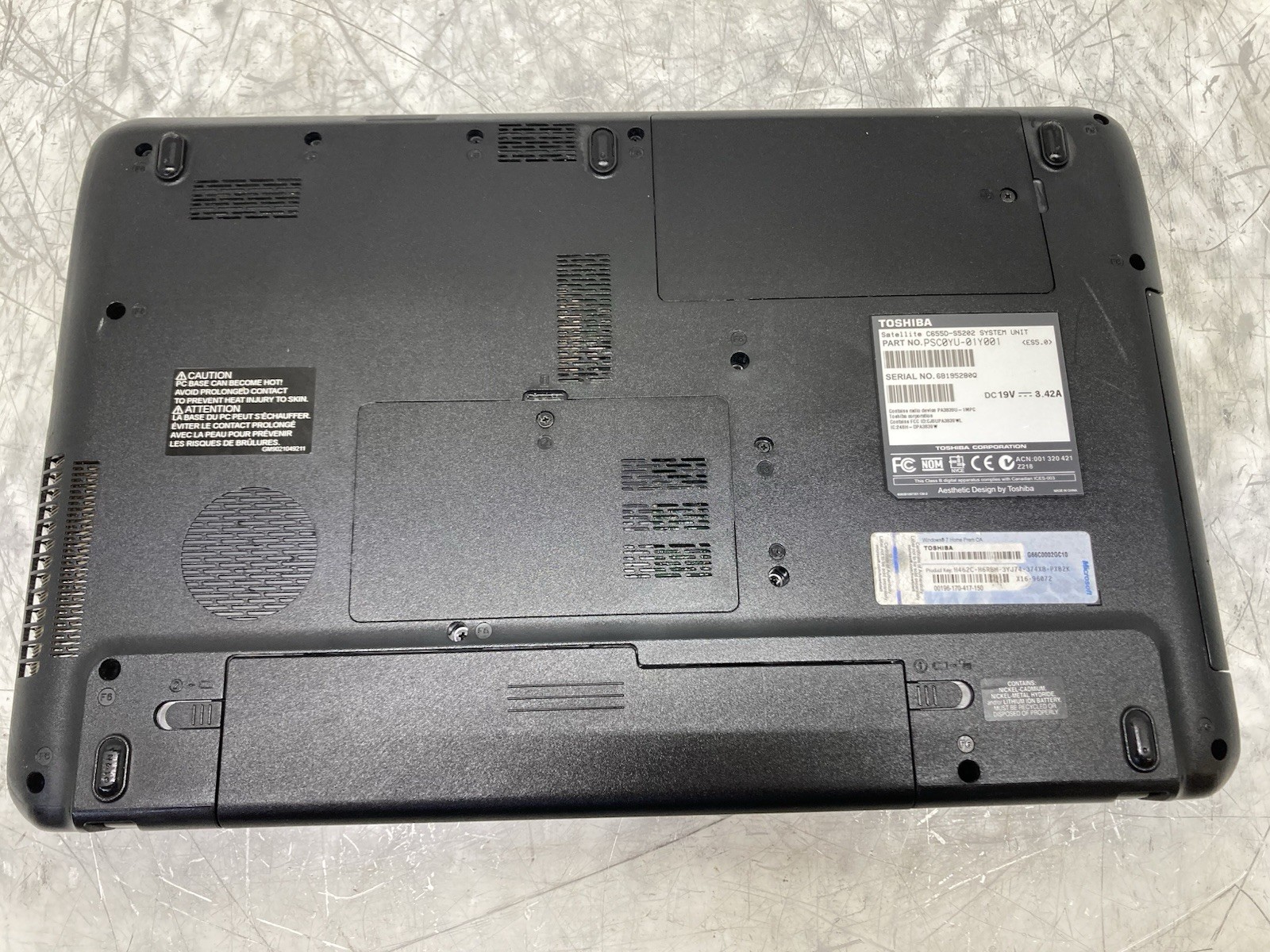 Toshiba Satellite C655D-S5202 AMD C-50 1.00GHz 4GB RAM No HDD | Boot to BIOS