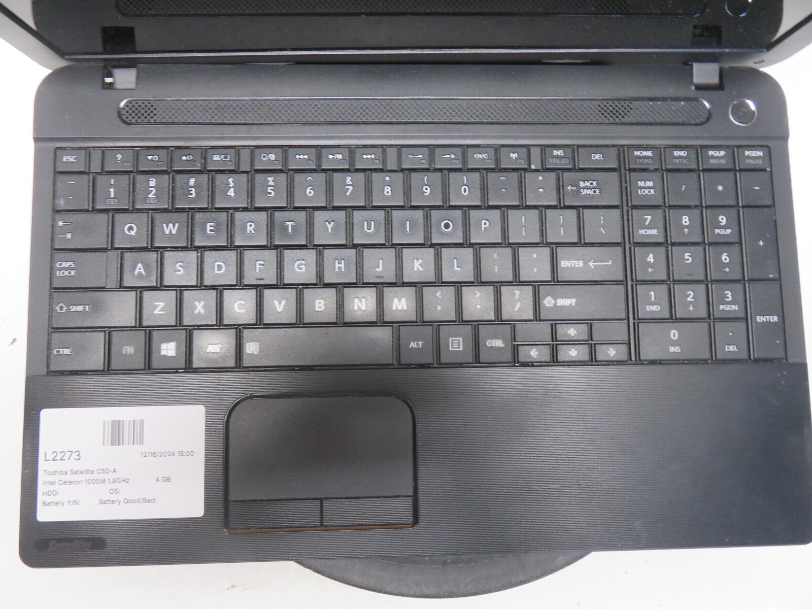 Toshiba Satellite C50-A Intel Celeron 1005M 1.9GHz 4 GB NO HDD No Batt READ