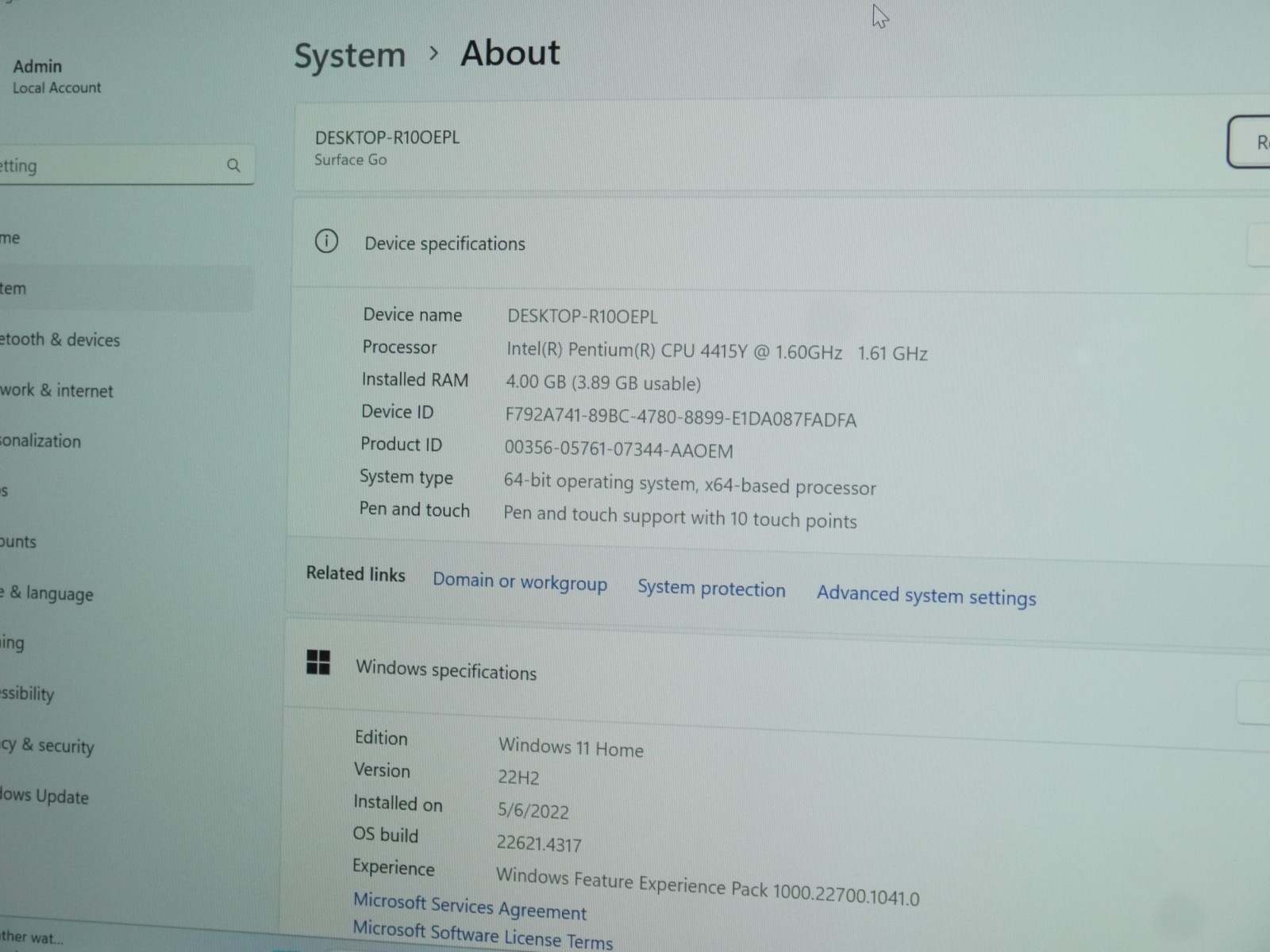 Microsoft Surface Go 1824 10″ Windows 11 64GB Tablet – Working / Dead Battery
