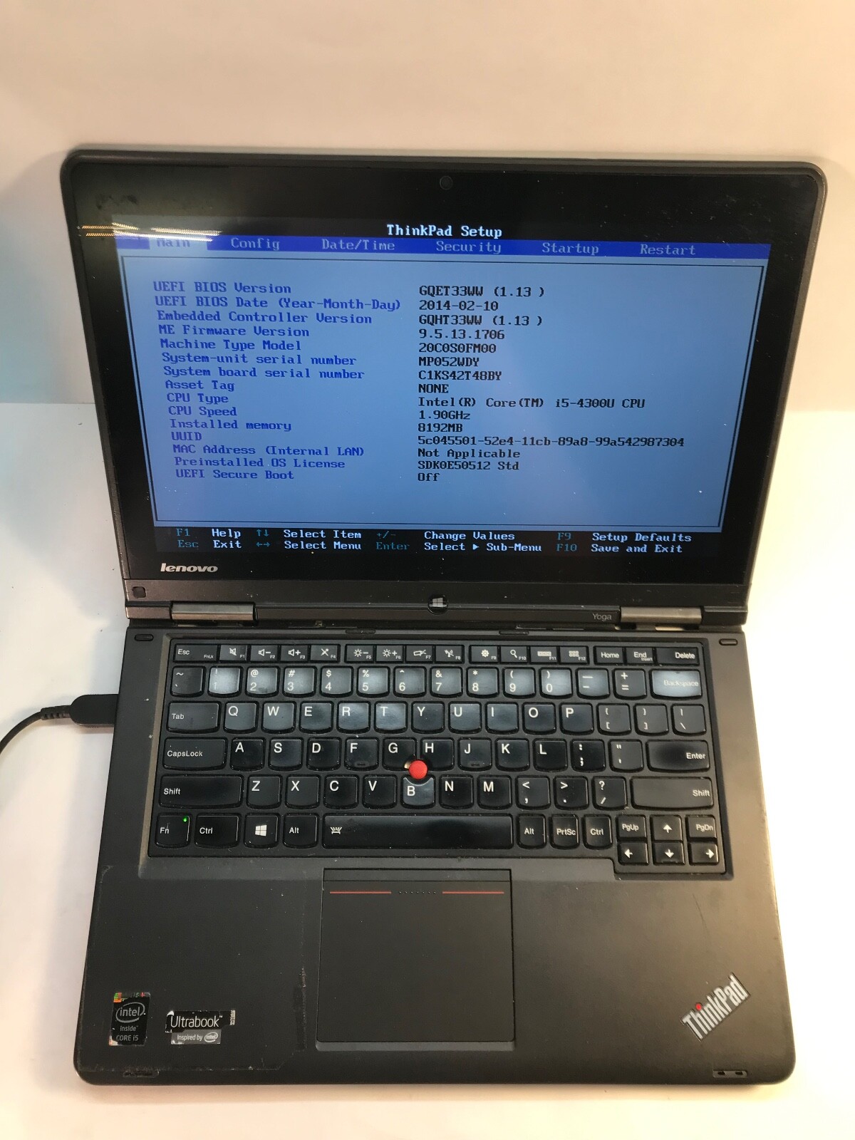 Lenovo ThinkPad Yoga 12.5″ Laptop Intel Core i5-4300U-BOOTS TO BIOS – MZ