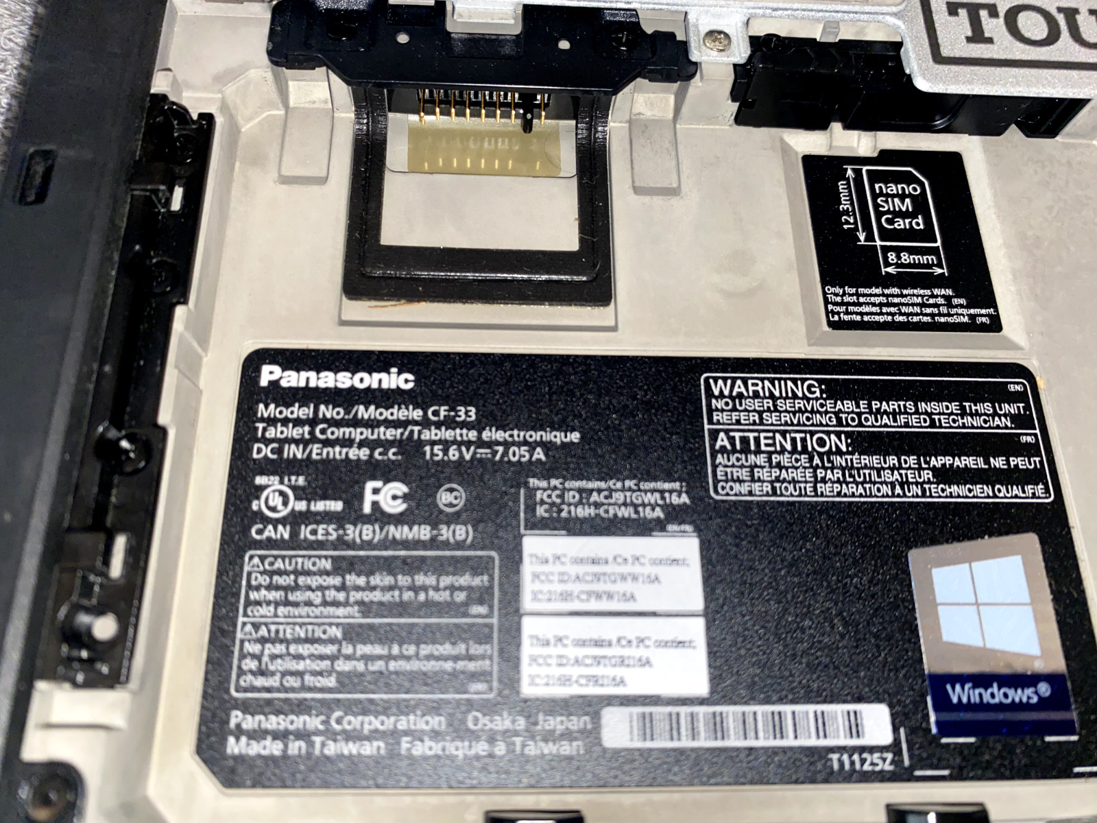 Panasonic ToughBook CF-33 MK1 i5-7300U 2.6GHz 8GB, 512 GB SSD,4G LTE, 2210 hours