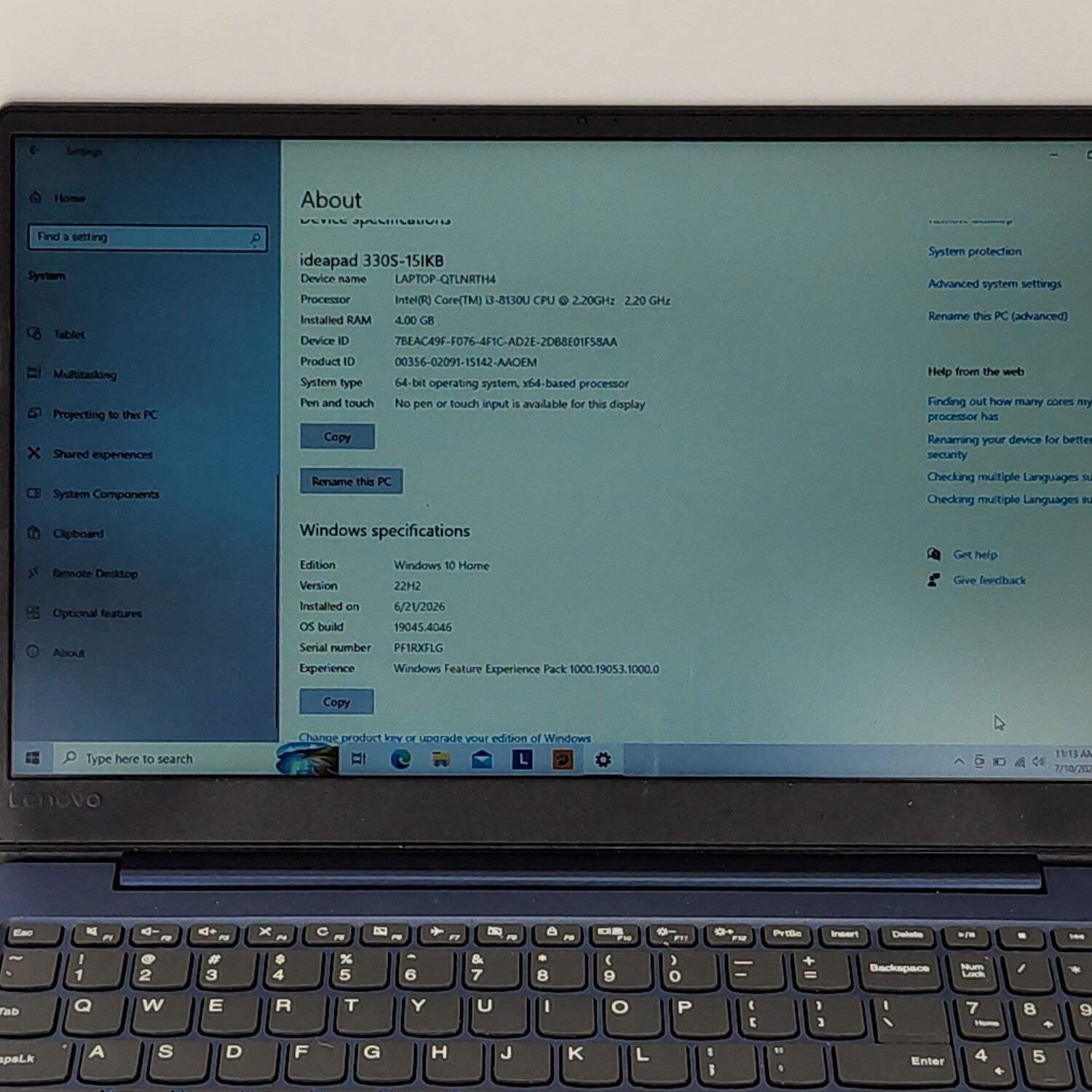Lenovo IdeaPad 330s 81f5018eus 15.6″ i3-8130U 2.2GHz 4GB RAM 128GB SSD
