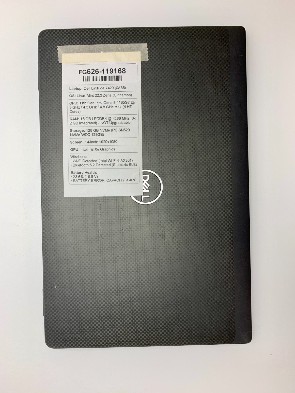 Dell Latitude 7420 | i7-1185G7 | 16GB RAM | 128GB NVMe | LINUX