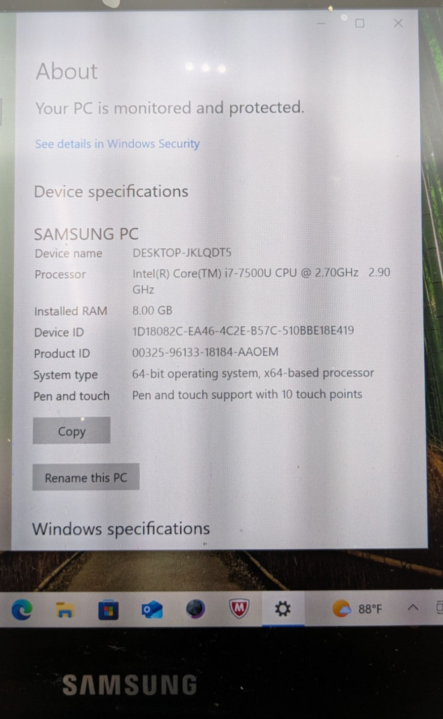 Samsung Laptop Notebook 9 Pro . i7, RAM 8 GB, Storage 256 Gb Touchscreen