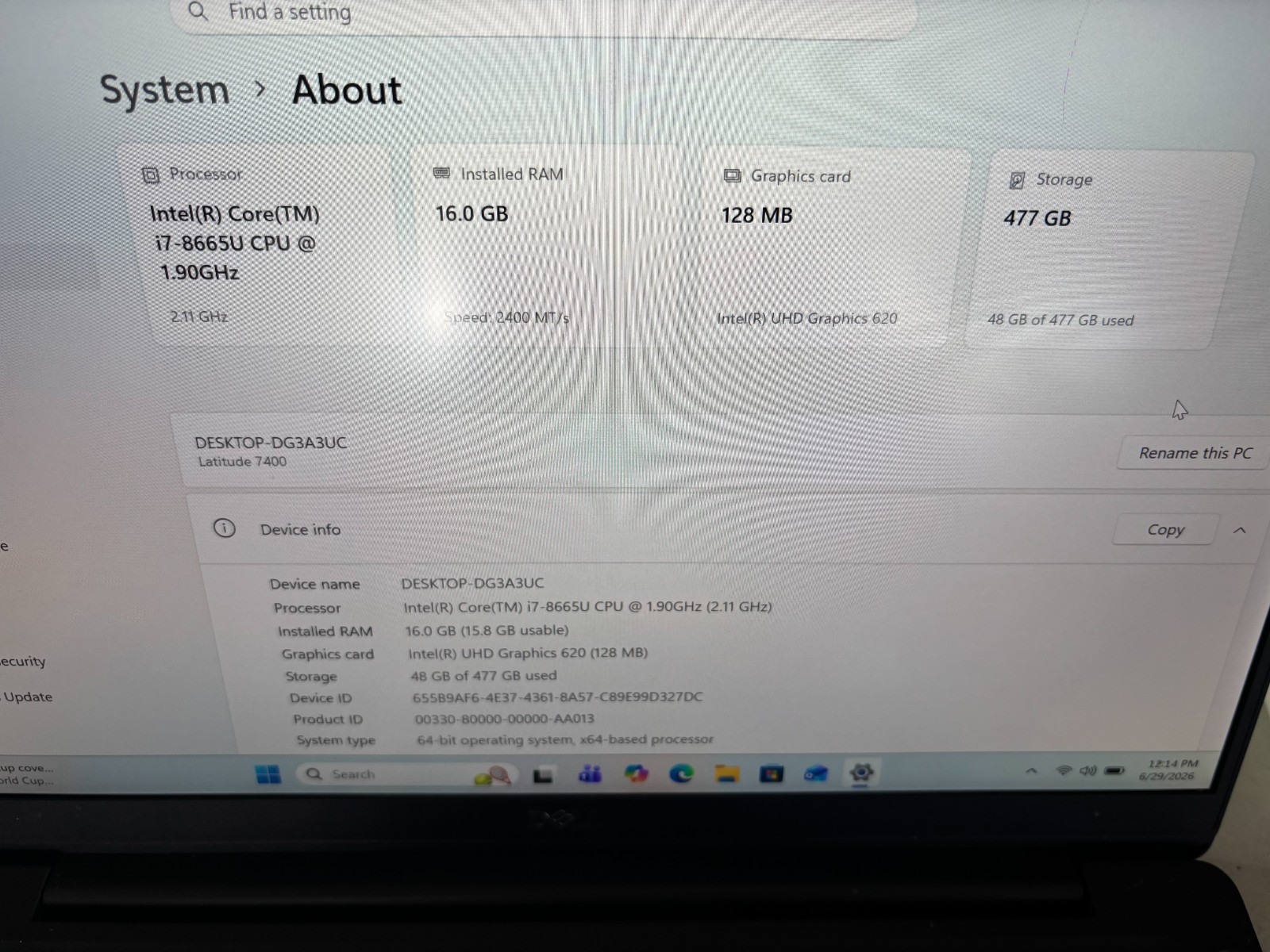 Dell Latitude 7490 14″ | Core i7-8650U | 16GB RAM | 512GB SSD| Win 11
