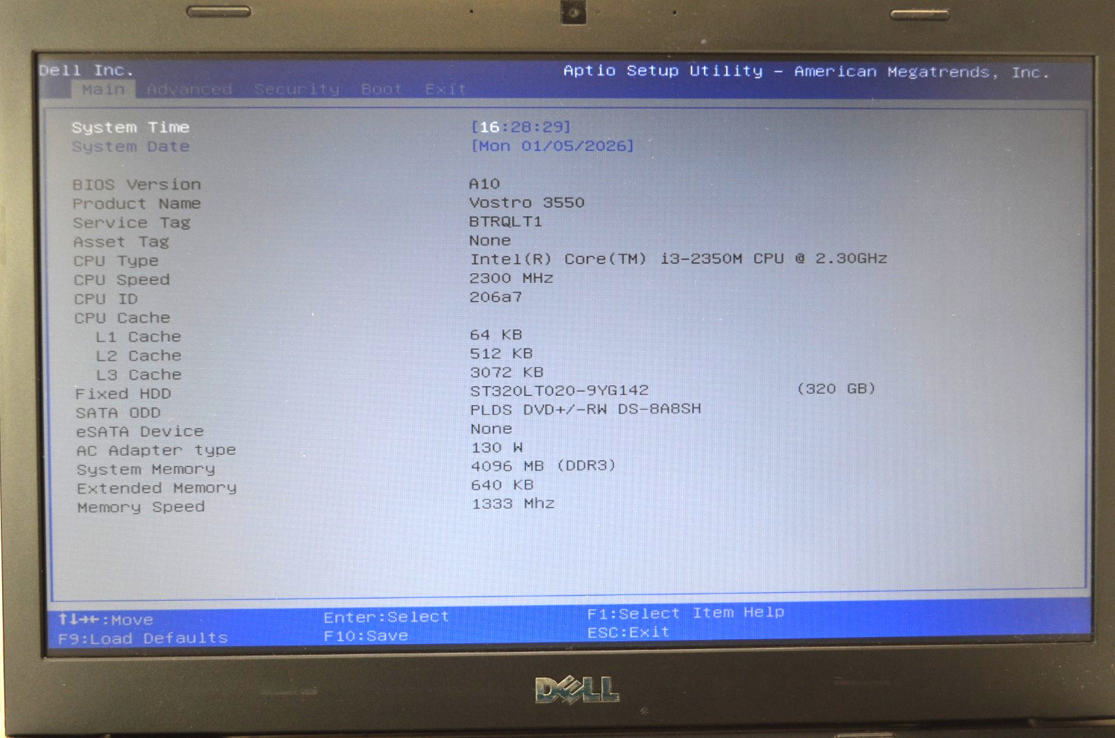 Dell Vostro 3550 14″ Laptop intel i3-2350M 2.3GHz 4GB Ram NO HDD/OS