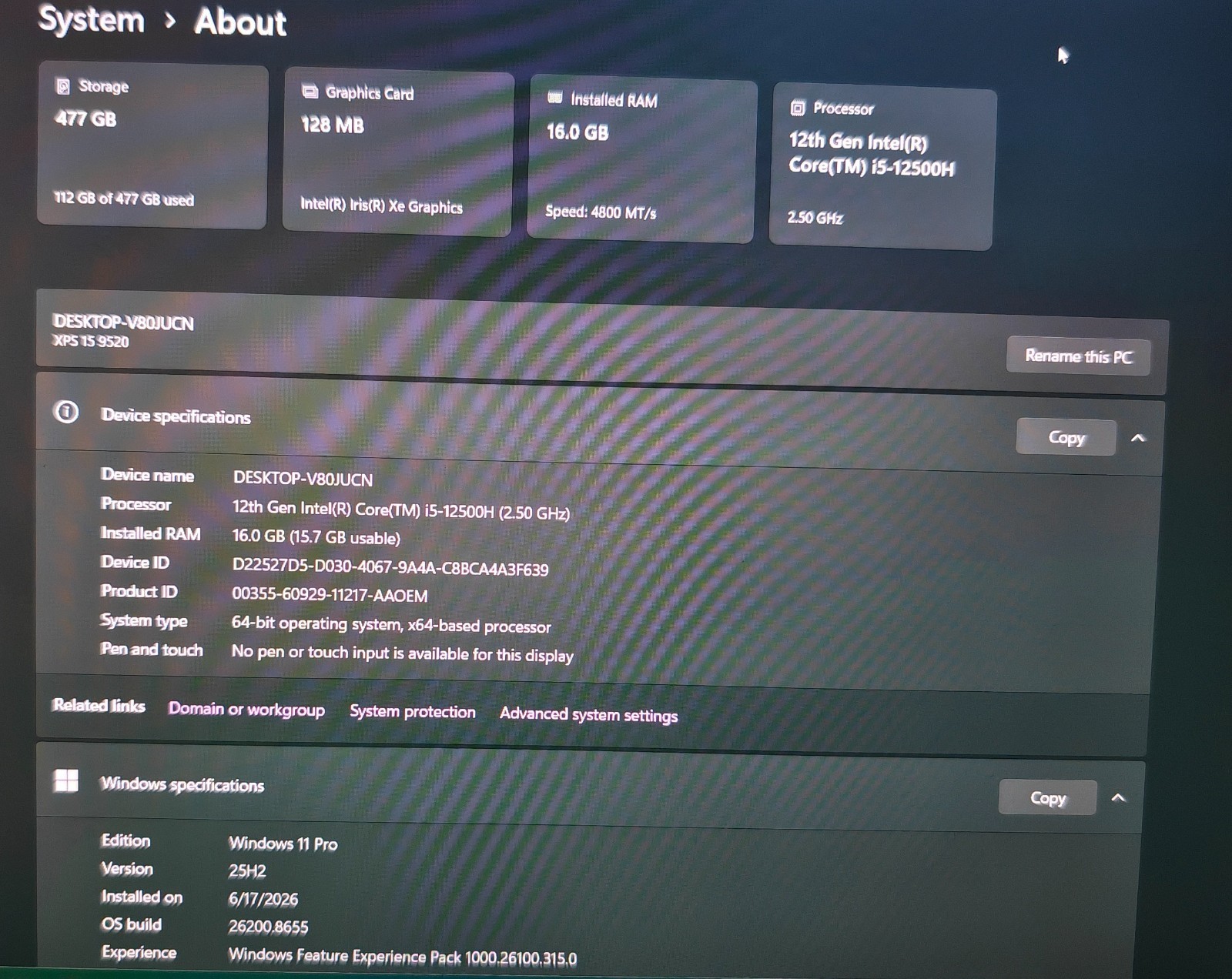 Dell XPS Laptop 15 12th Gen Core i5- 16Gb RAM – 477GB – Intel Iris Xe Graphics