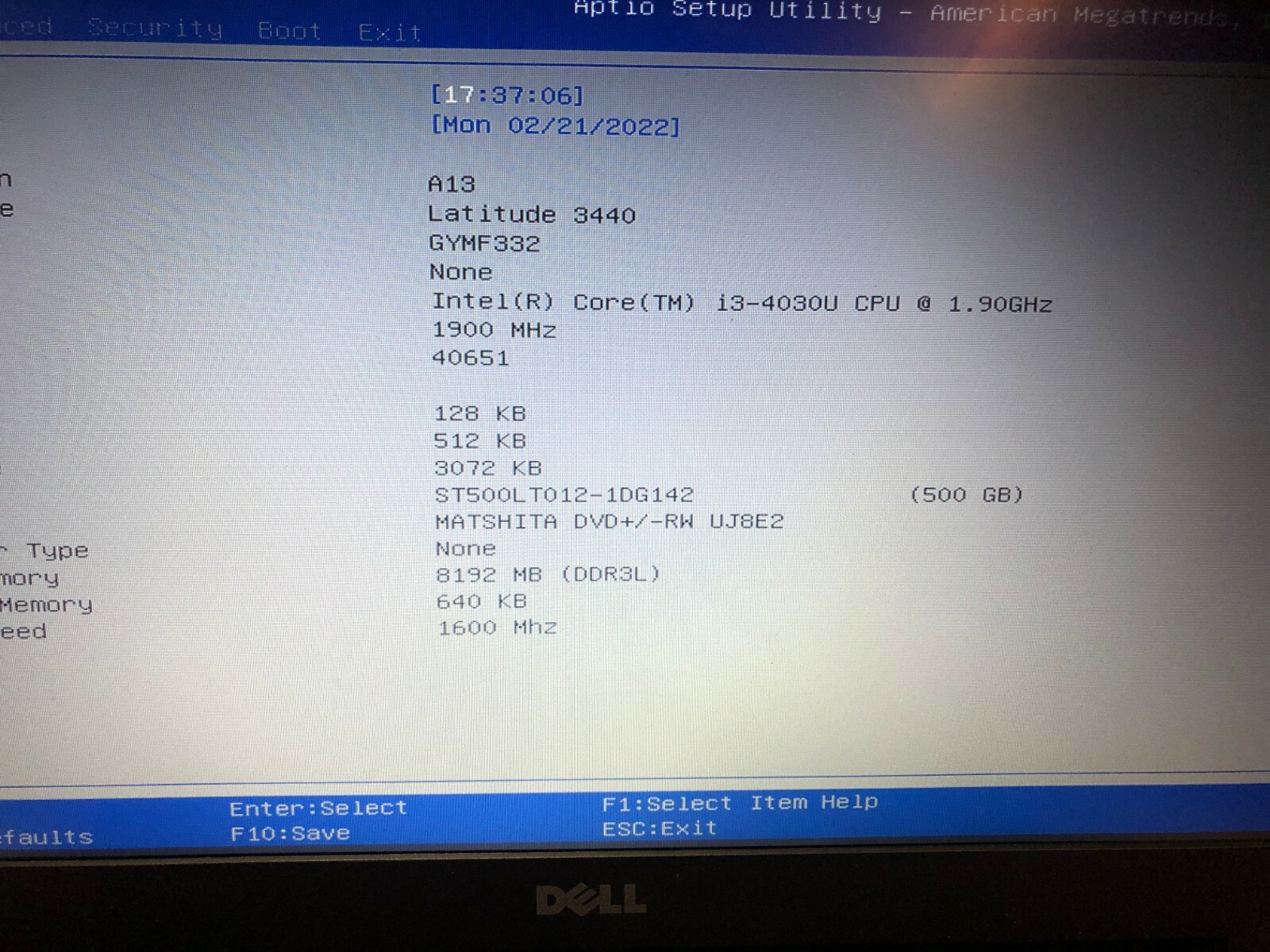 Dell Latitude 3440 INTEL i3-4010u 1.7GHz 8GB 500GB HD 14″ LAPTOP