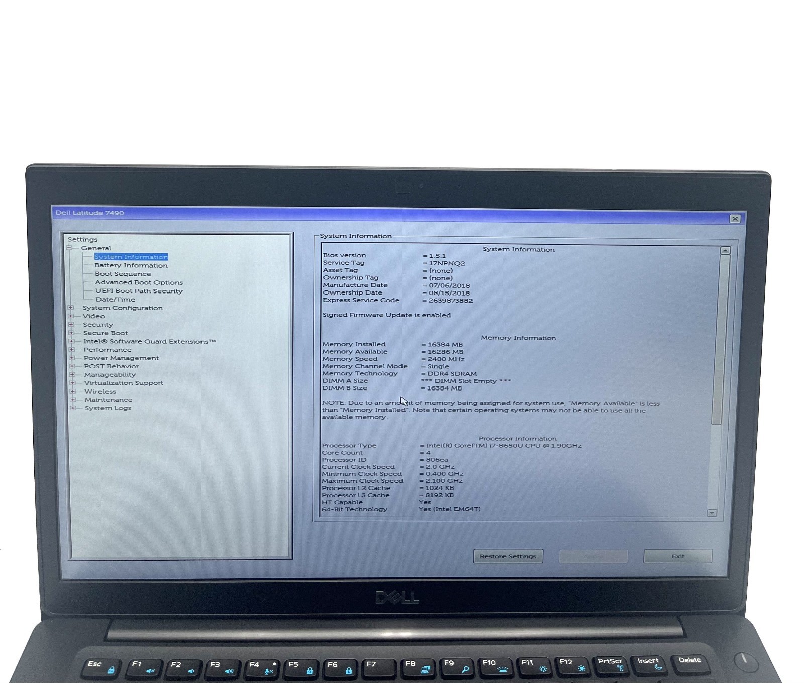 Dell Latitude 7490 14″ i7-8650U 16GB RAM 512GB SSD Business Laptop