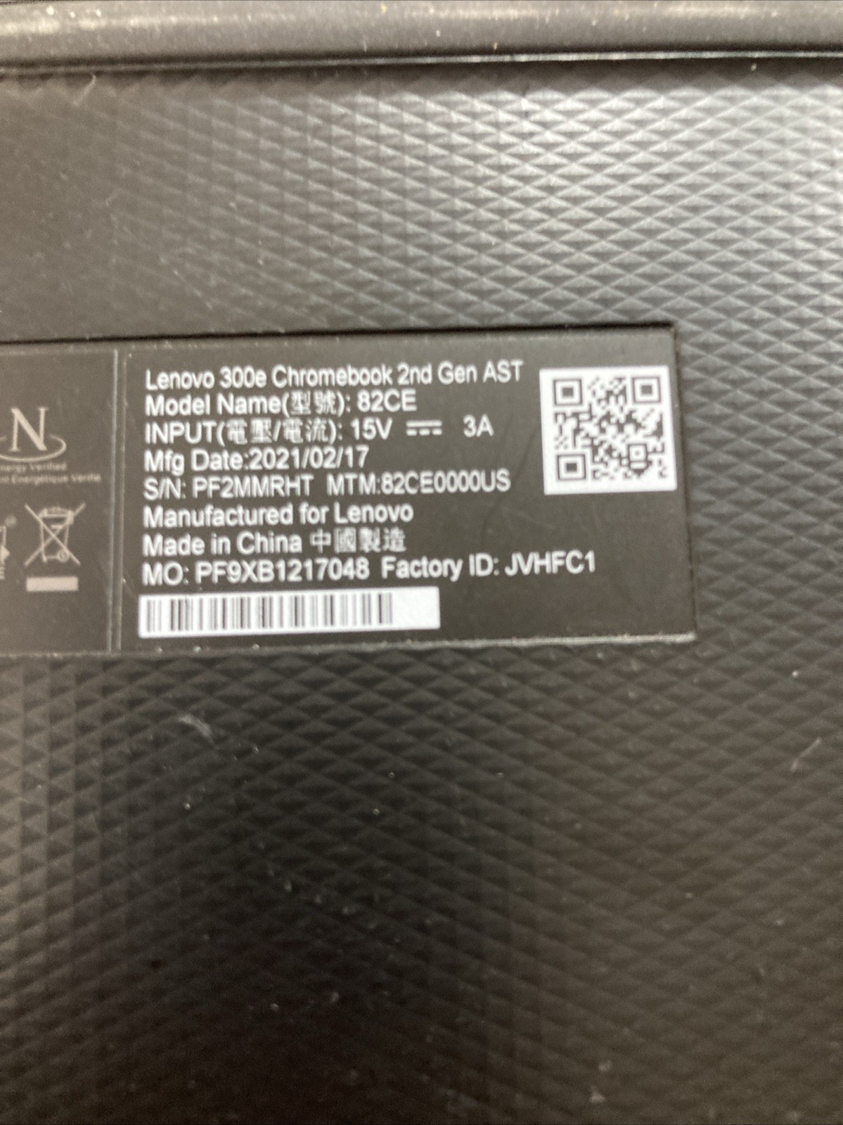Lenovo 300e Chromebook 2nd Gen 82CE FOR PARTS* As Found.