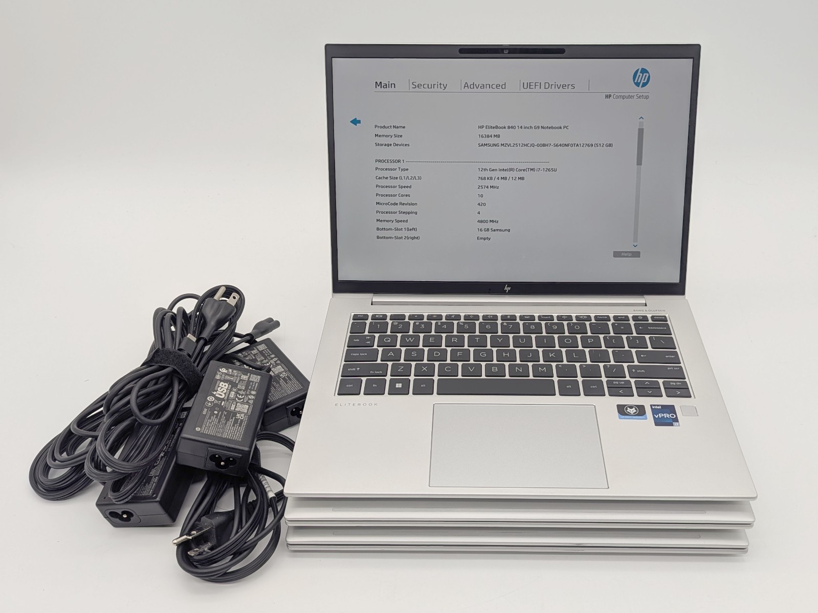Lot of 3 HP EliteBook 840 G9 – Intel Core i7-1265U 16GB DDR5 RAM 512GB SSD No OS