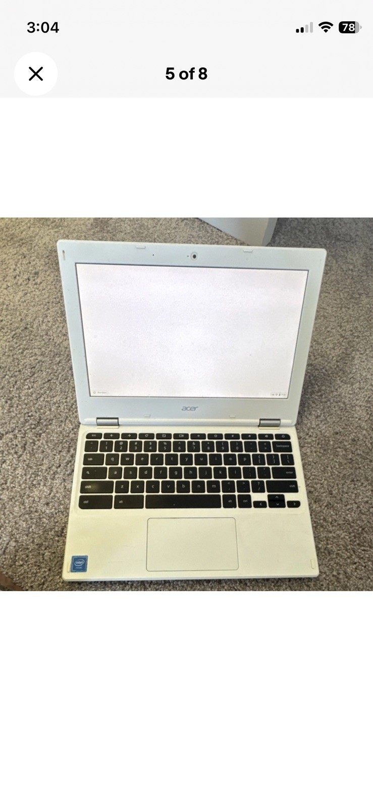 Acer Chromebook CB3-131-C3SZ 11.6″ Intel Celeron White Chrome OS w/ Charger