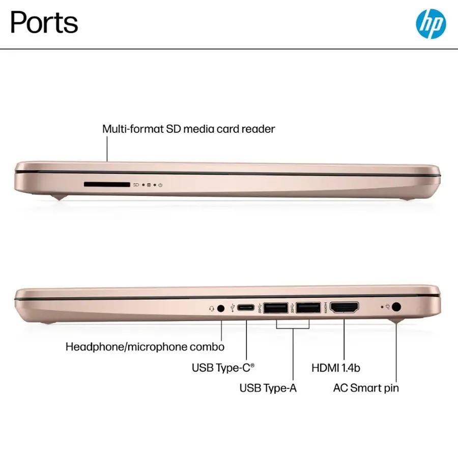 HP 14″ Student Laptop, Intel N150, 16GB RAM, 192GB Storage, Win11 Pro, Rose Gold