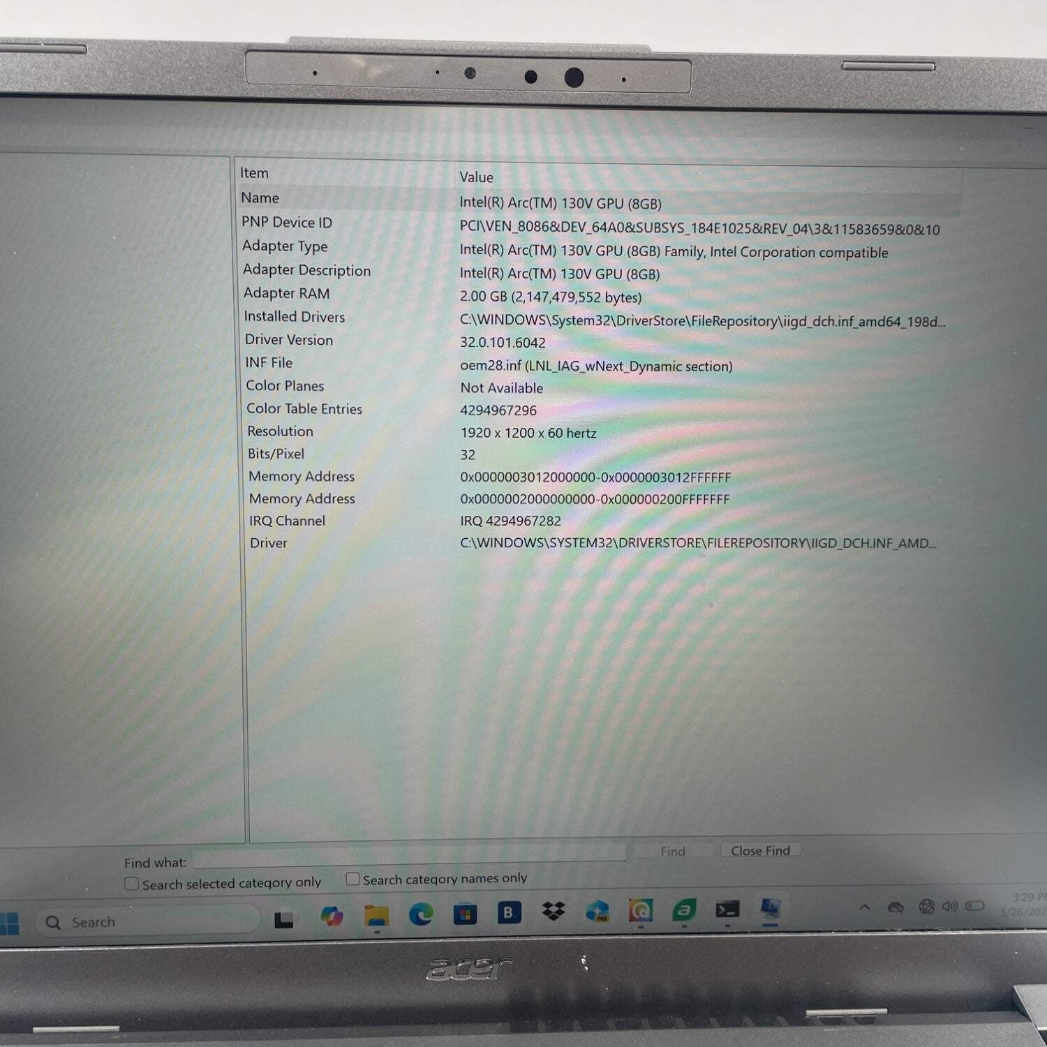 Acer Aspire 14 AI N24Q14 Core Ultra 5 226V 2.1GHz 16GB RAM 512GB Intel Arc A370M