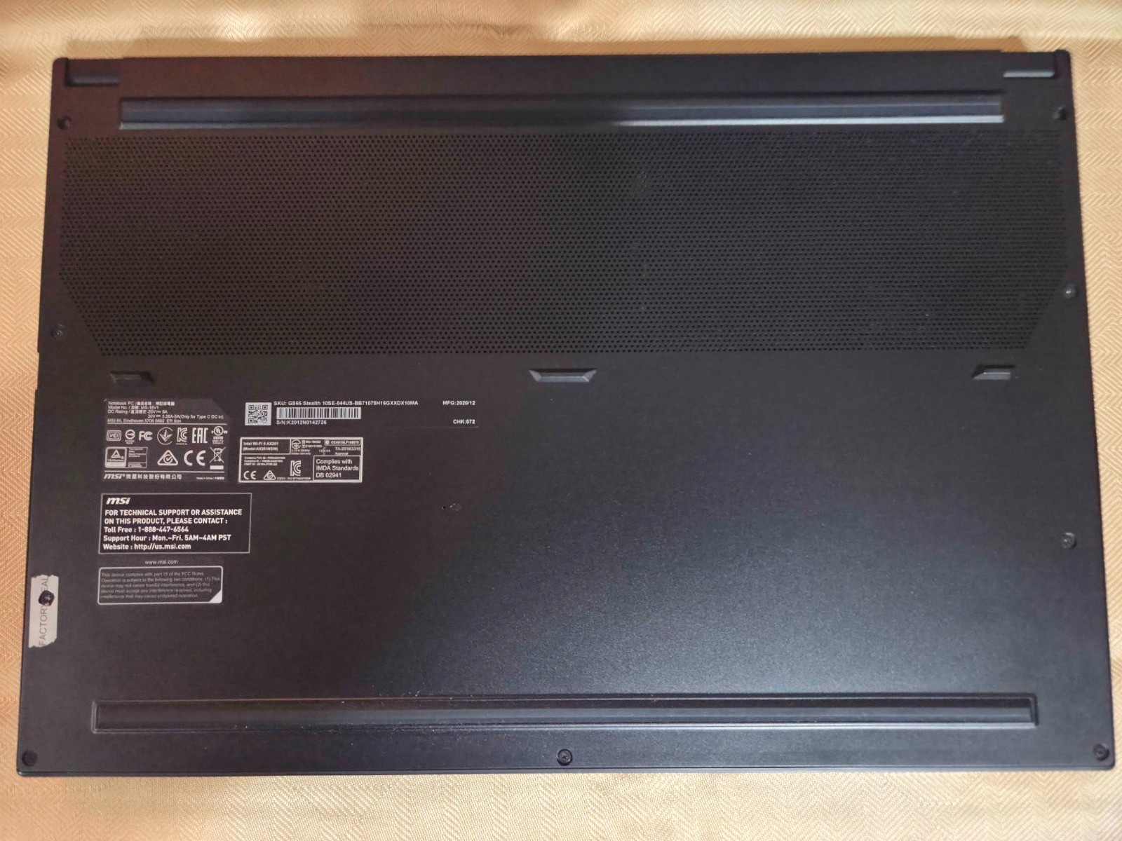 MSI – GS66 Stealth 15.6″ 144Hz FHD Gaming Laptop 16 GB, Intel i7 RTX 2060, 2.5TB