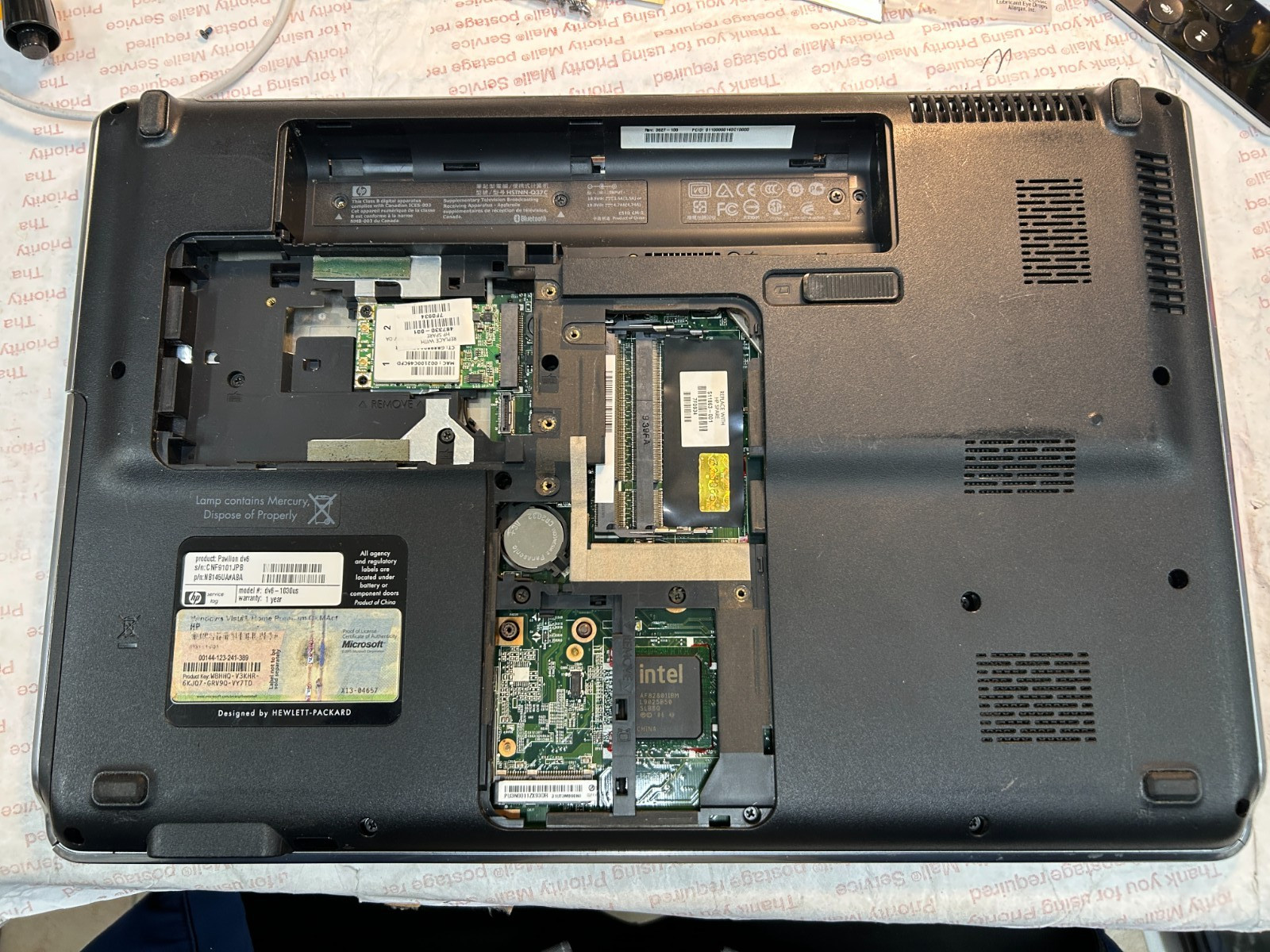 HP Pavilion DV6-1030US Motherboard Core 2 Duo T6400 2GHz 4GB & keyboard topcase