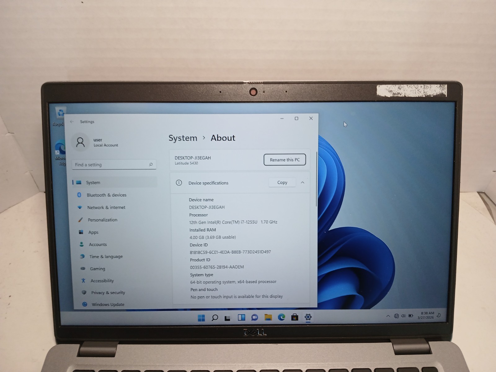 Dell Latitude 5430 14″ Laptop i7-1255U 4GB RAM 256GB SSD WIN11 #97