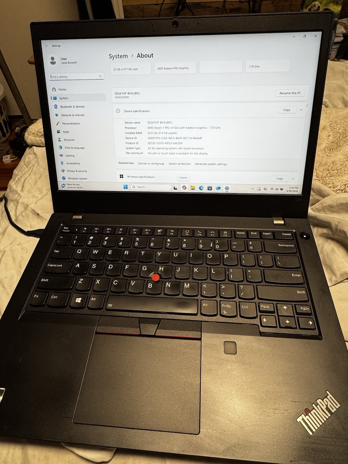 Lenovo Thinkpad 14 G1 14″ AMD Ryzen 7 PRO 4750U 32GB RAM 512GB Read First W[[