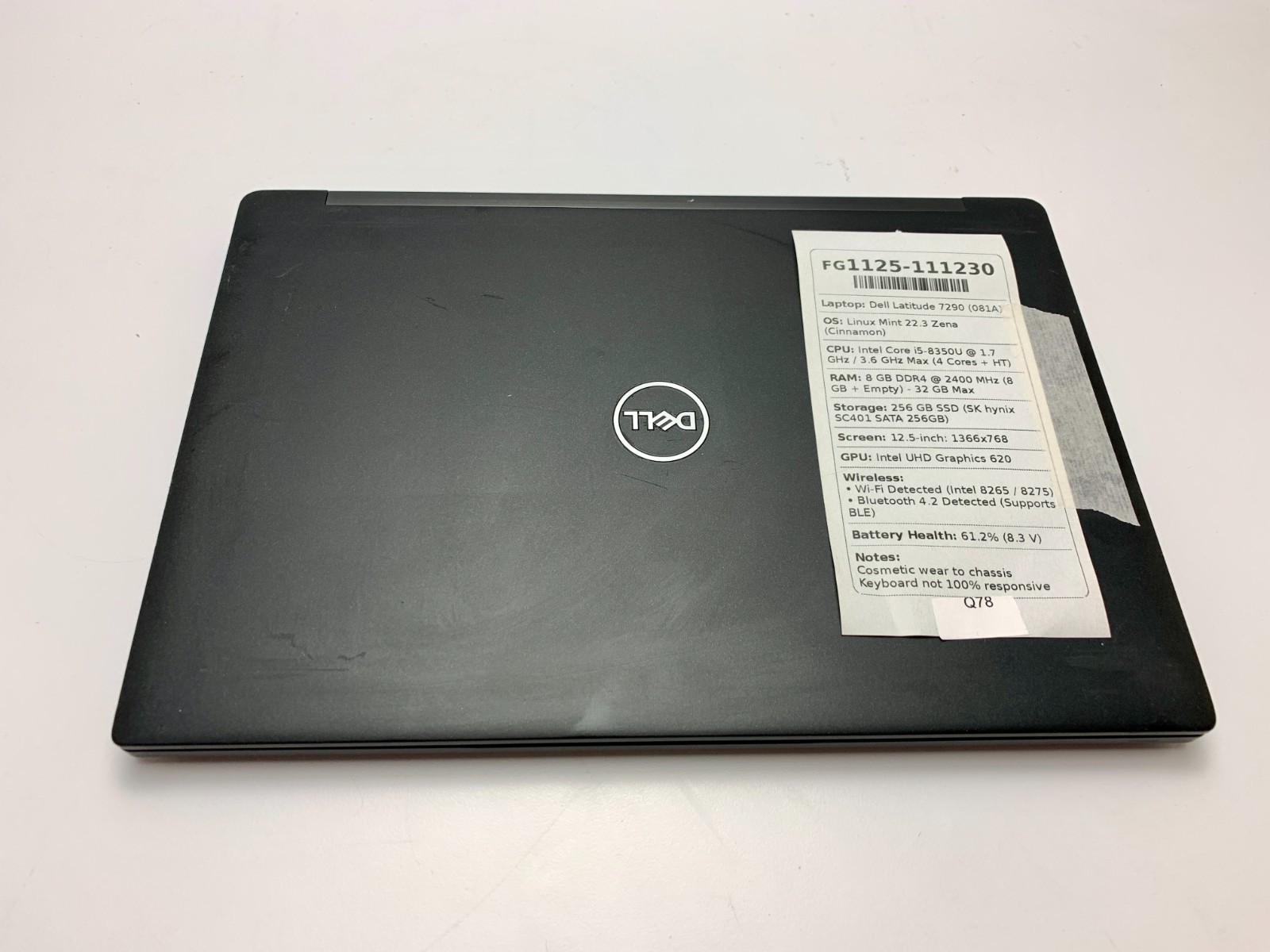 Dell Latitude 7290 | i5-8350U | 8GB RAM | 256GB SSD | LINUX | READ