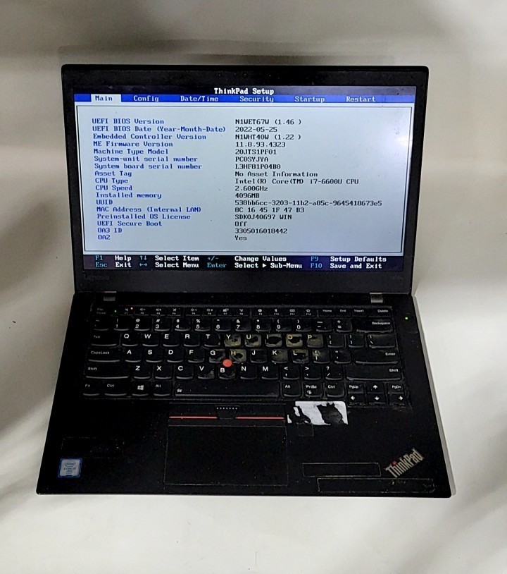 LENOVO ThinkPad T470s W10DG 20JTS1PF01 Laptop Intel I7-6600U 4GB SEE NOTES