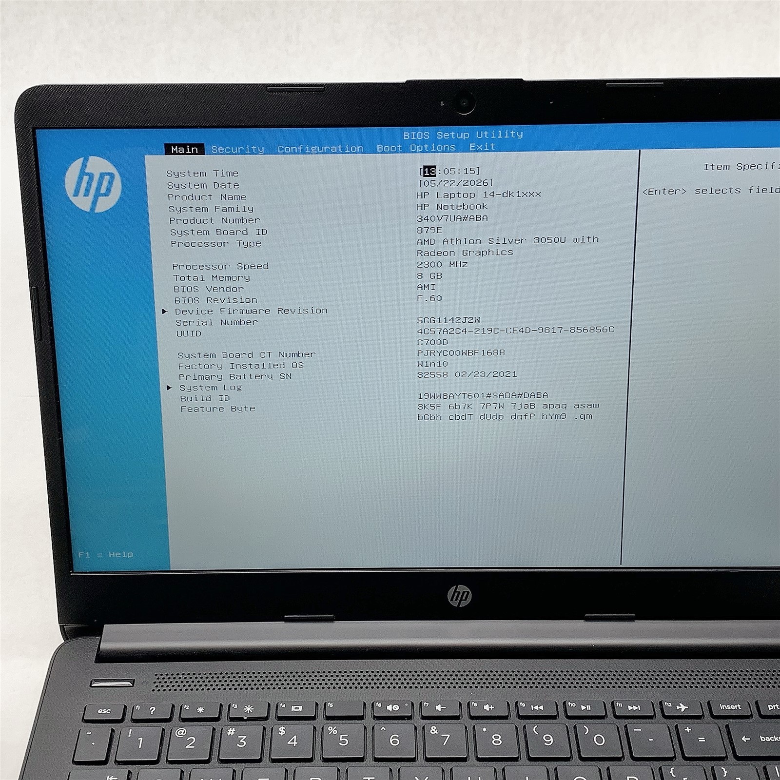 HP 14-dk1013dx Laptop AMD Athlon 3050U 2.30GHZ 14″ 8GB RAM 128GB M.2 Windows 11