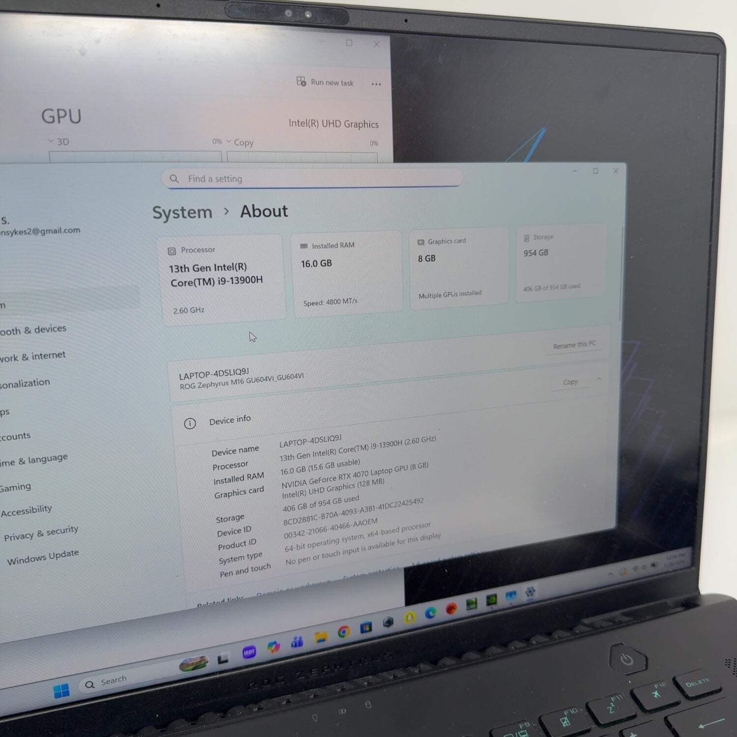 Asus ROG Zephyrus M16 16″ i9-13900H 2.6GHz 16GB RAM 1TB SSD GeForce RTX 4070