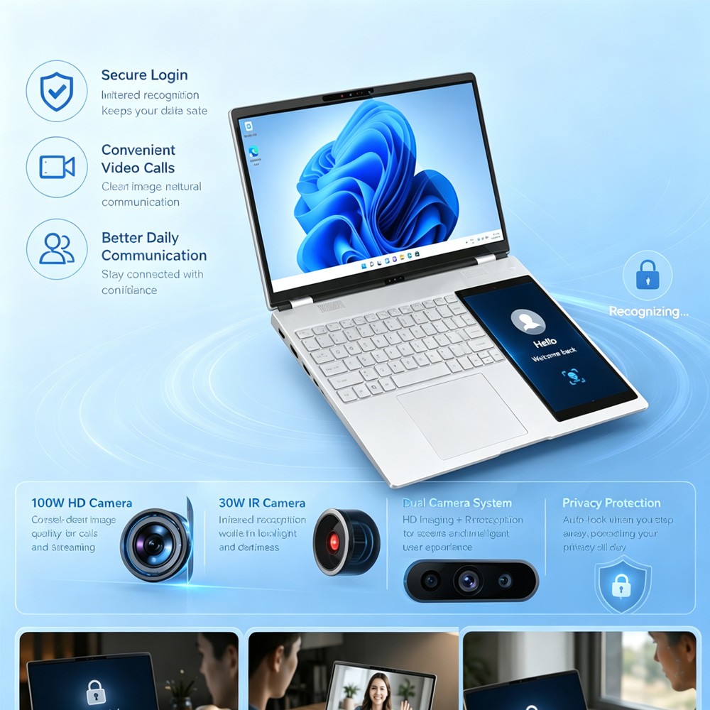 15.6inch+7 inch Touch Screen Ultra-thin Lightweight Office Study Laptop Face ID