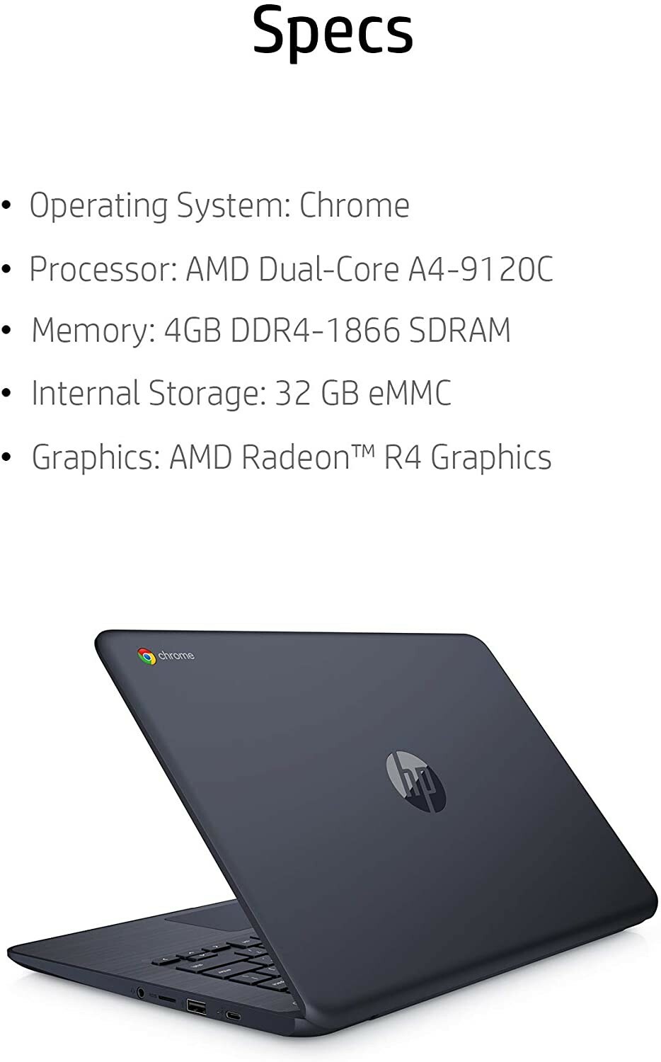 HP 14-db0043wm Chromebook 14″ FHD A4-9120C 4GB RAM 32GB eMMc 1.6GHz Chrome OS