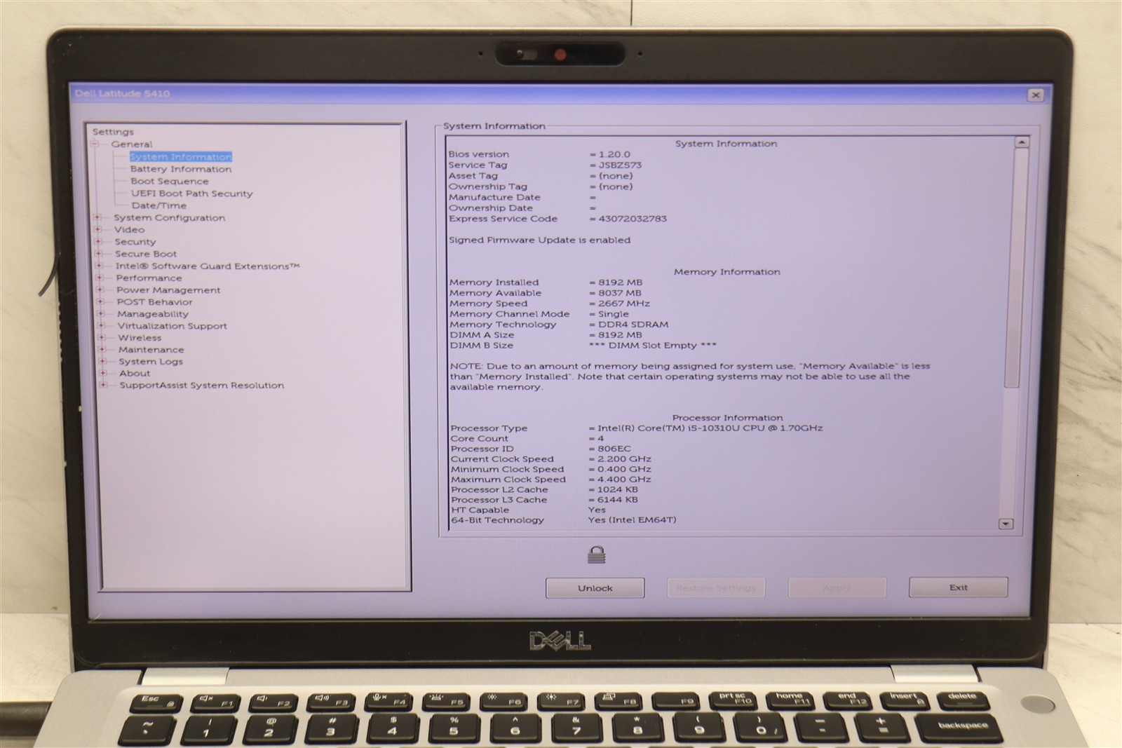Dell Latitude 5410 14″ i5-10310U 1.7GHz 8GB FHD Laptop 1080p w/ Adapter