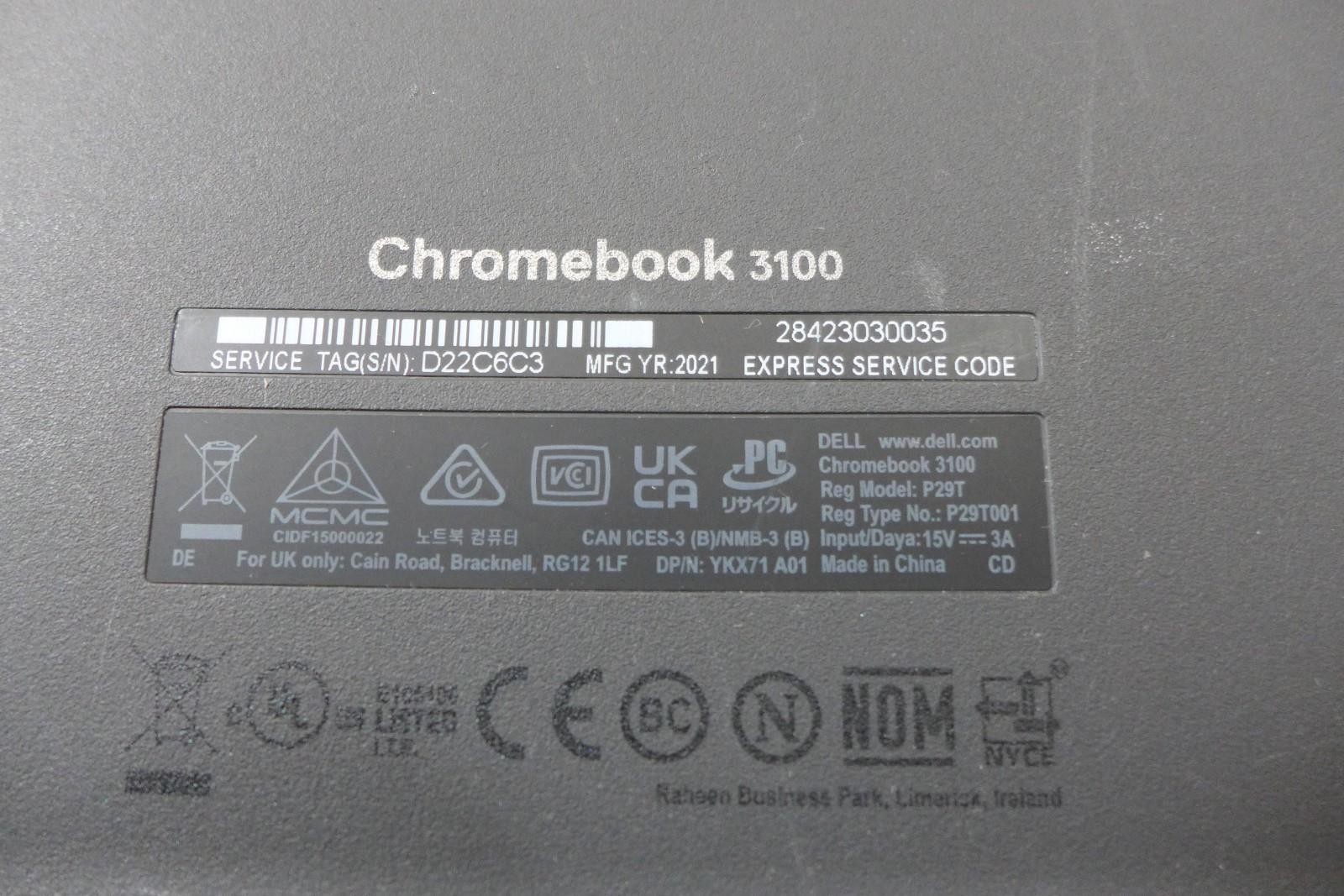 Dell Chromebook 3100 (11.6″, Intel Celeron, 4GB RAM, 16GB, ChromeOS) NO Charger