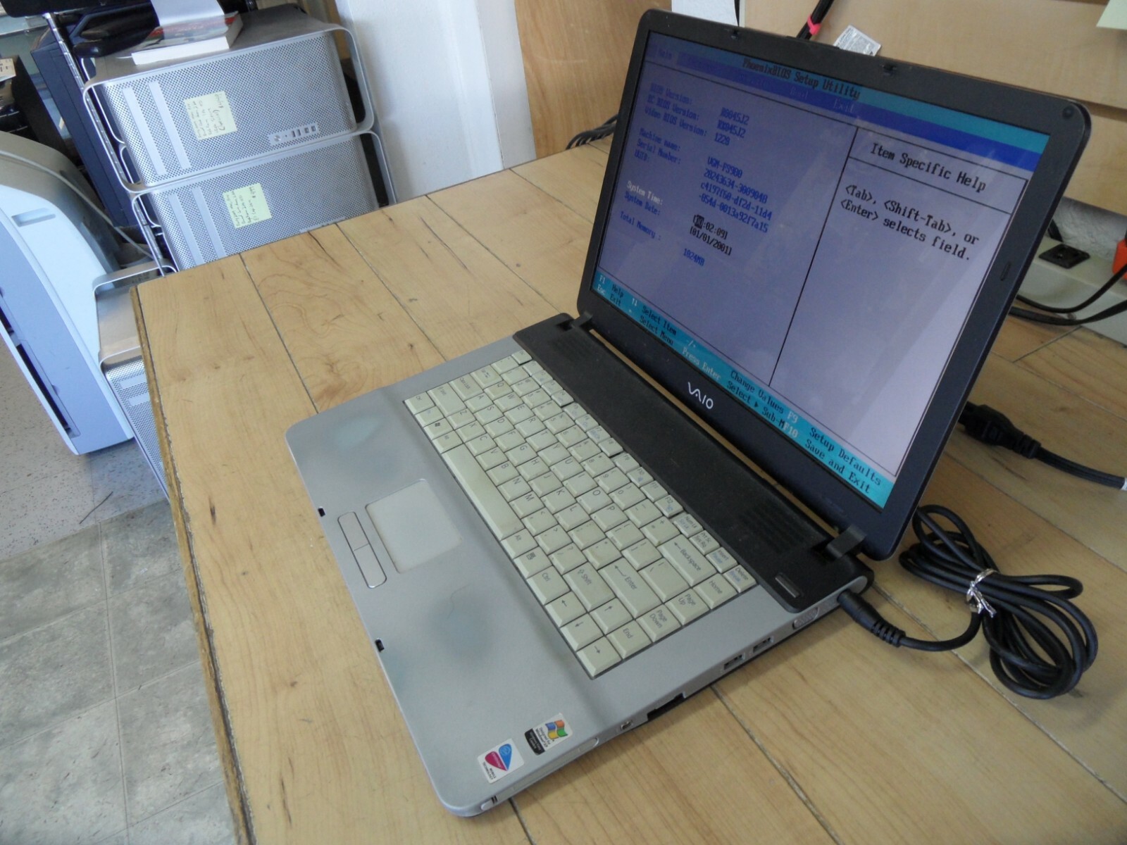 Sony VGN-FS980 Laptop For Parts Posted Bios Hard Drive Wiped *