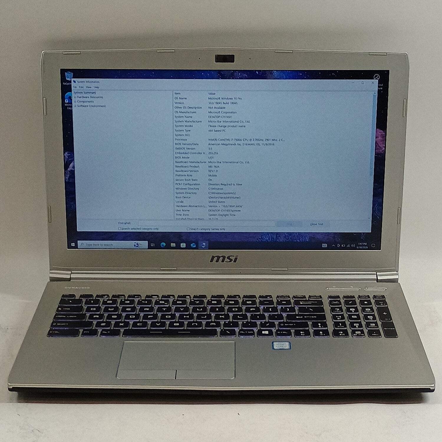 MSI Prestige PL60 7RD 15.6″ i7-7500U 2.7GHz 16GB RAM 128GB SSD 1TB HDD GTX 1050