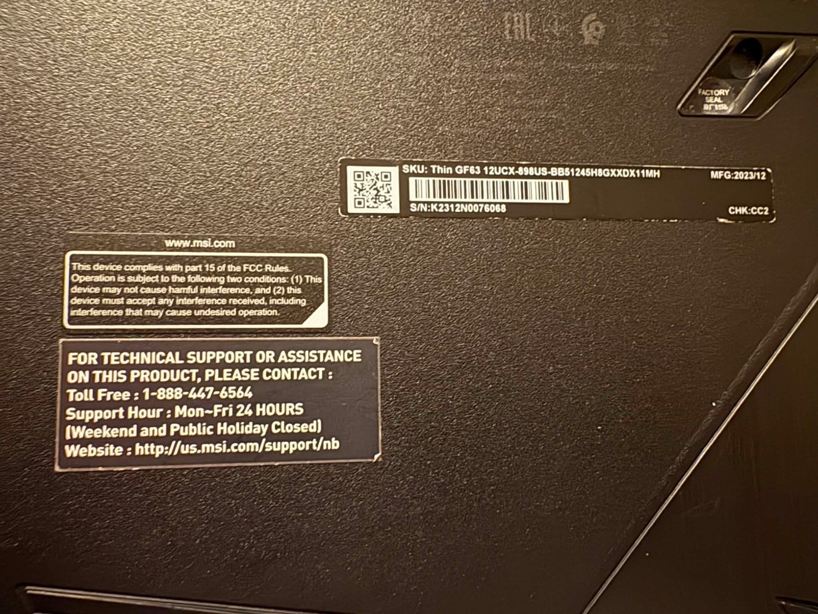 MSI – THIN GF63 15.6″ 144Hz FHD Gaming Laptop-intel core i5-12450H with 8GB Memo