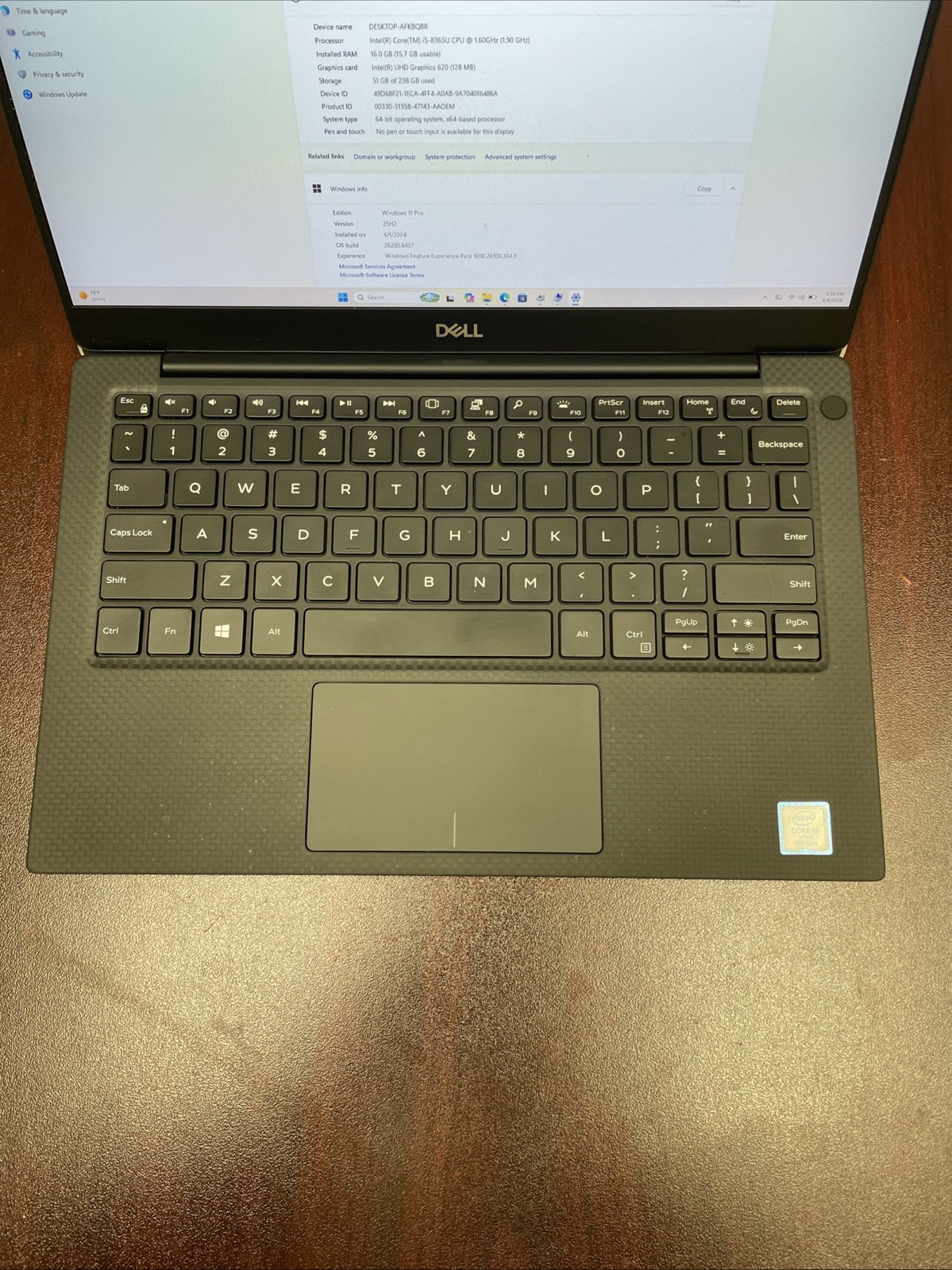 Dell XPS 13 9380 13.3” i5-8365U 16GB RAM 256GB SSD Win11 Pro w/Charger