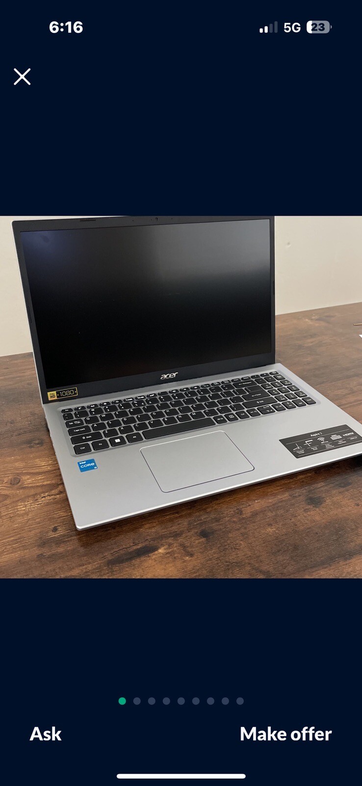 Acer Aspire 3 15.6” (256GB SSD Intel Core i3-1115G4 4.1GHz 8GB RAM) Laptop -…
